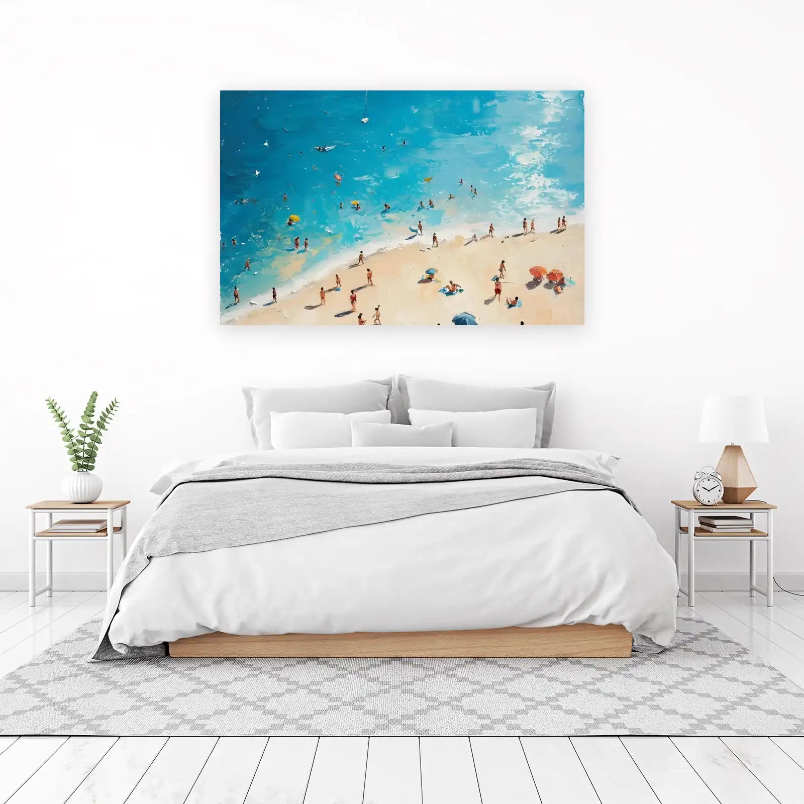 Vibrant Beach Scene Impasto Wall Art