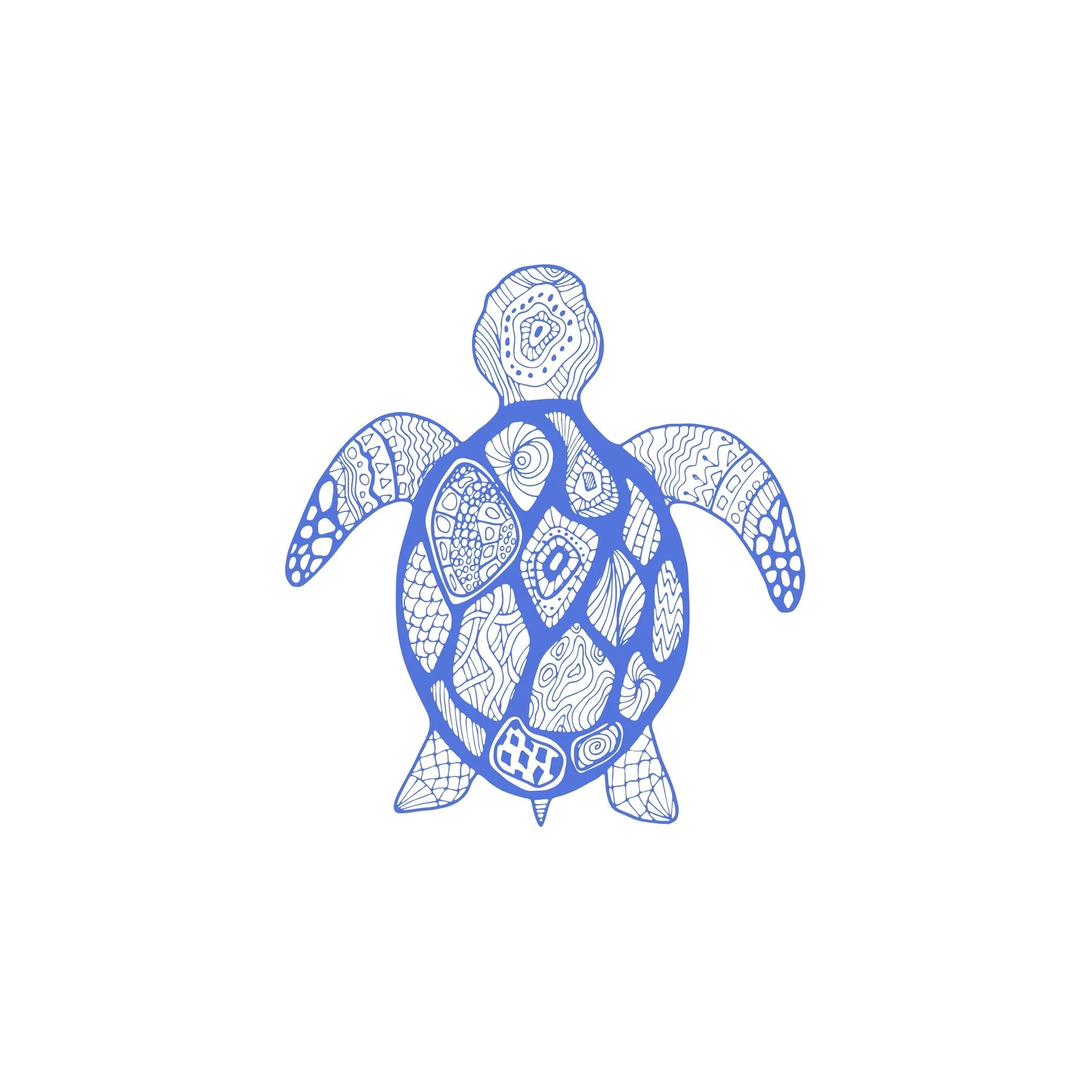 Bohemian Blue Turtle Zen Doodle Wall Art