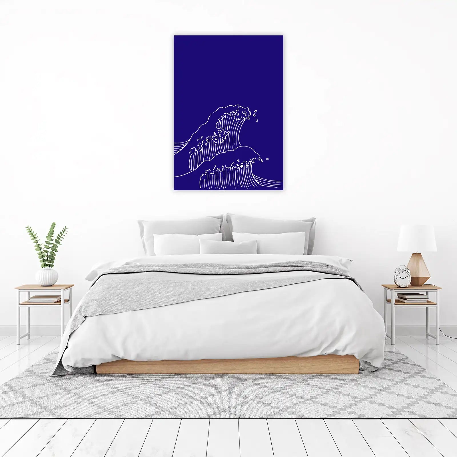 Serene Ocean Waves Minimalist Blue Wall Art