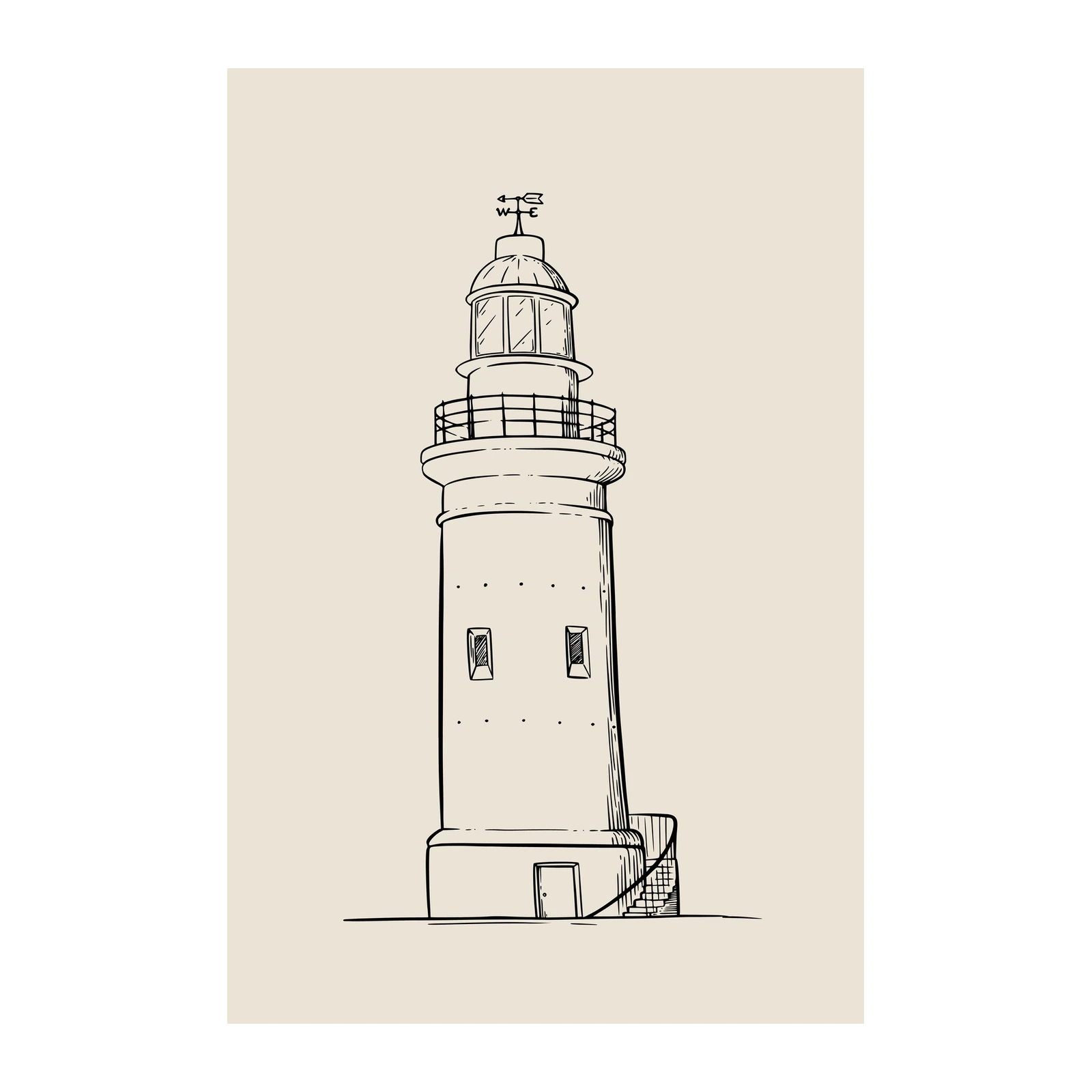 Coastal Lighthouse Sketch Wall Art