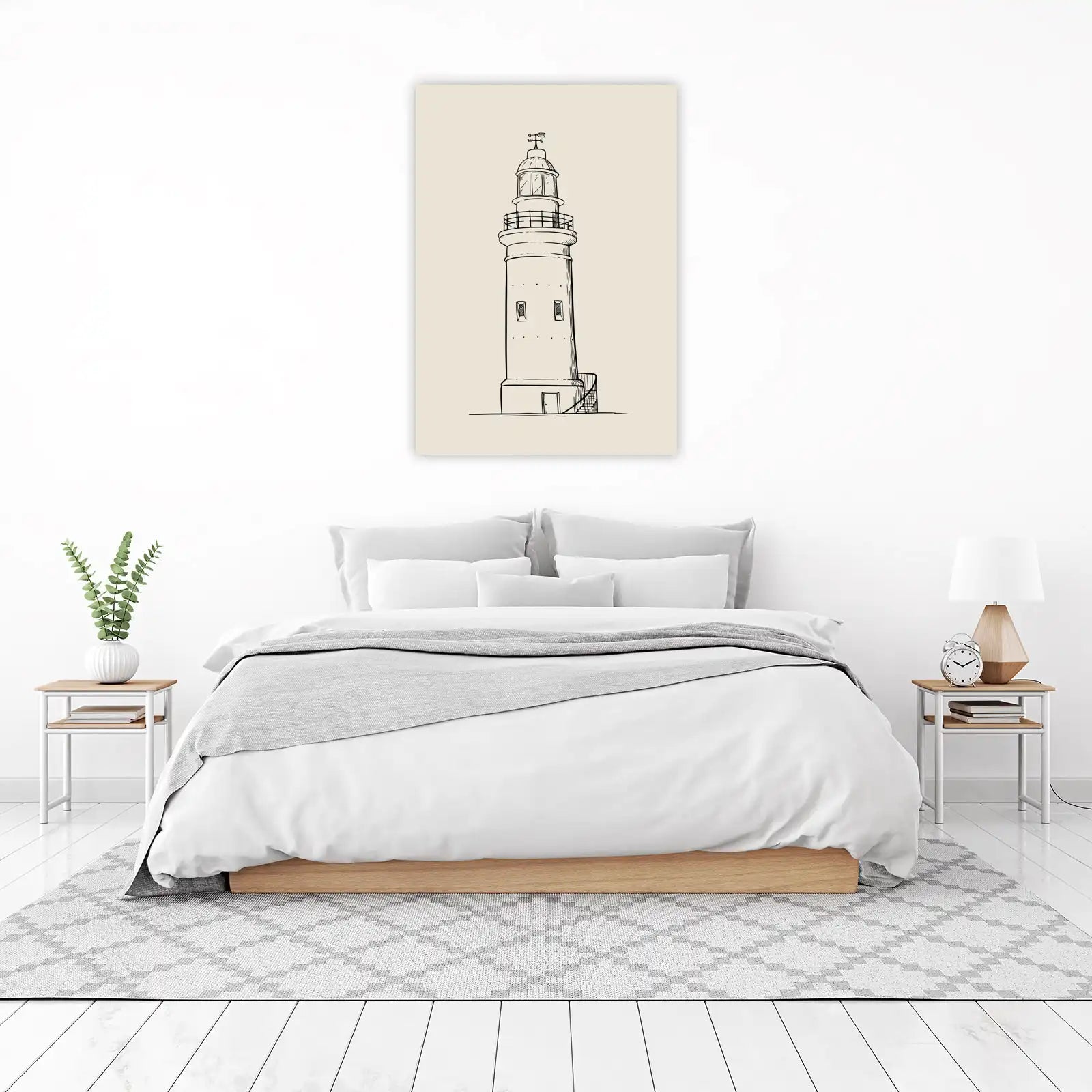 Coastal Lighthouse Sketch Wall Art