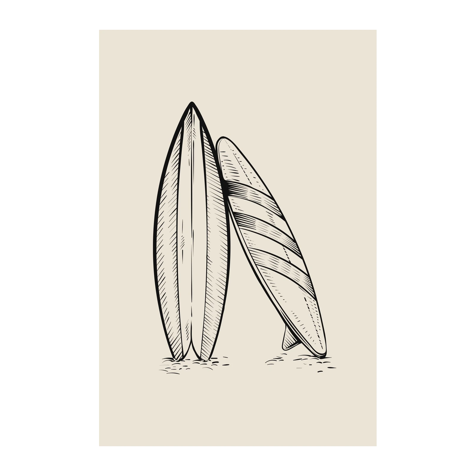 Vintage Surfboard Duo Sketch Wall Art