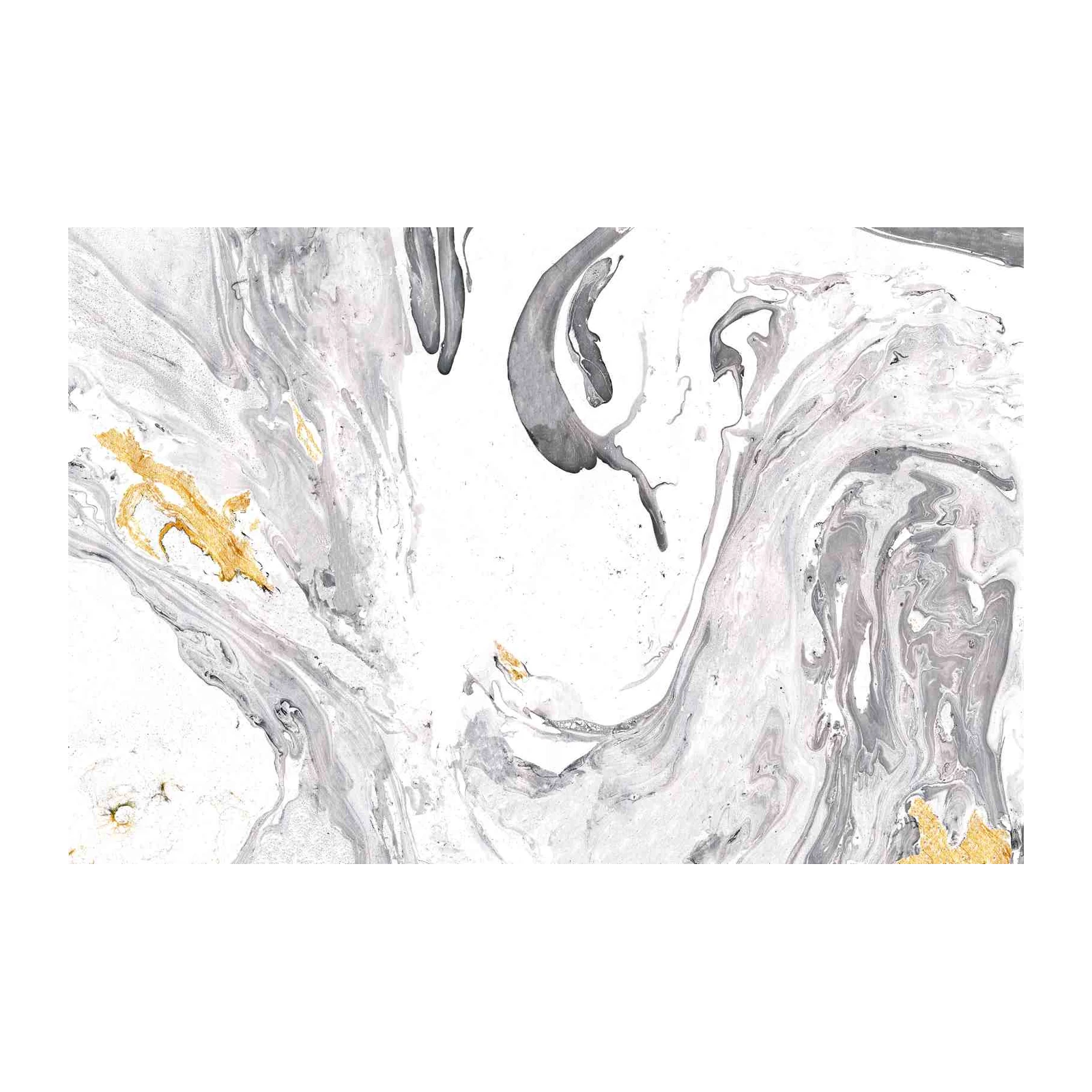 Elegant Gold & Grey Marbling Wall Art