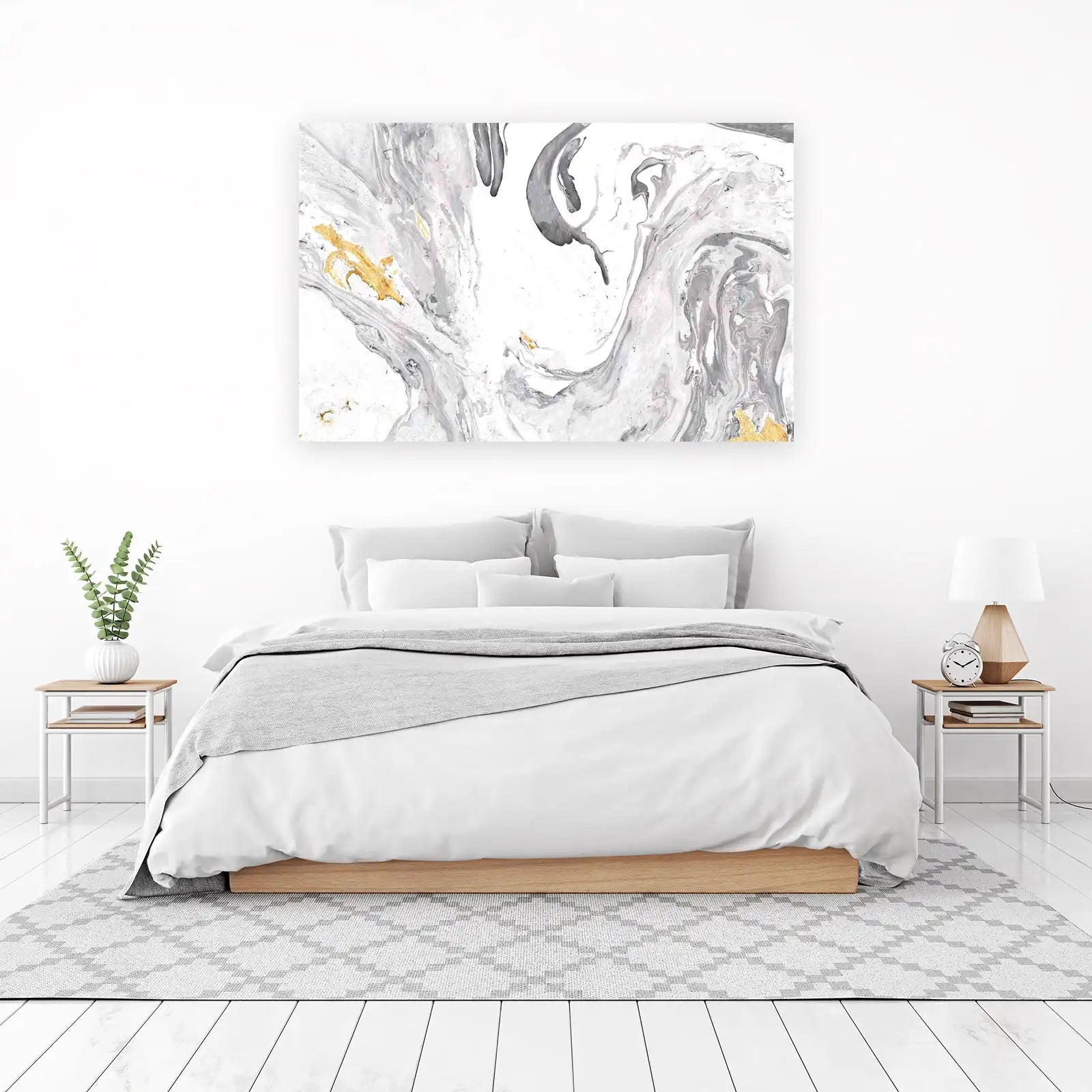 Elegant Gold & Grey Marbling Wall Art