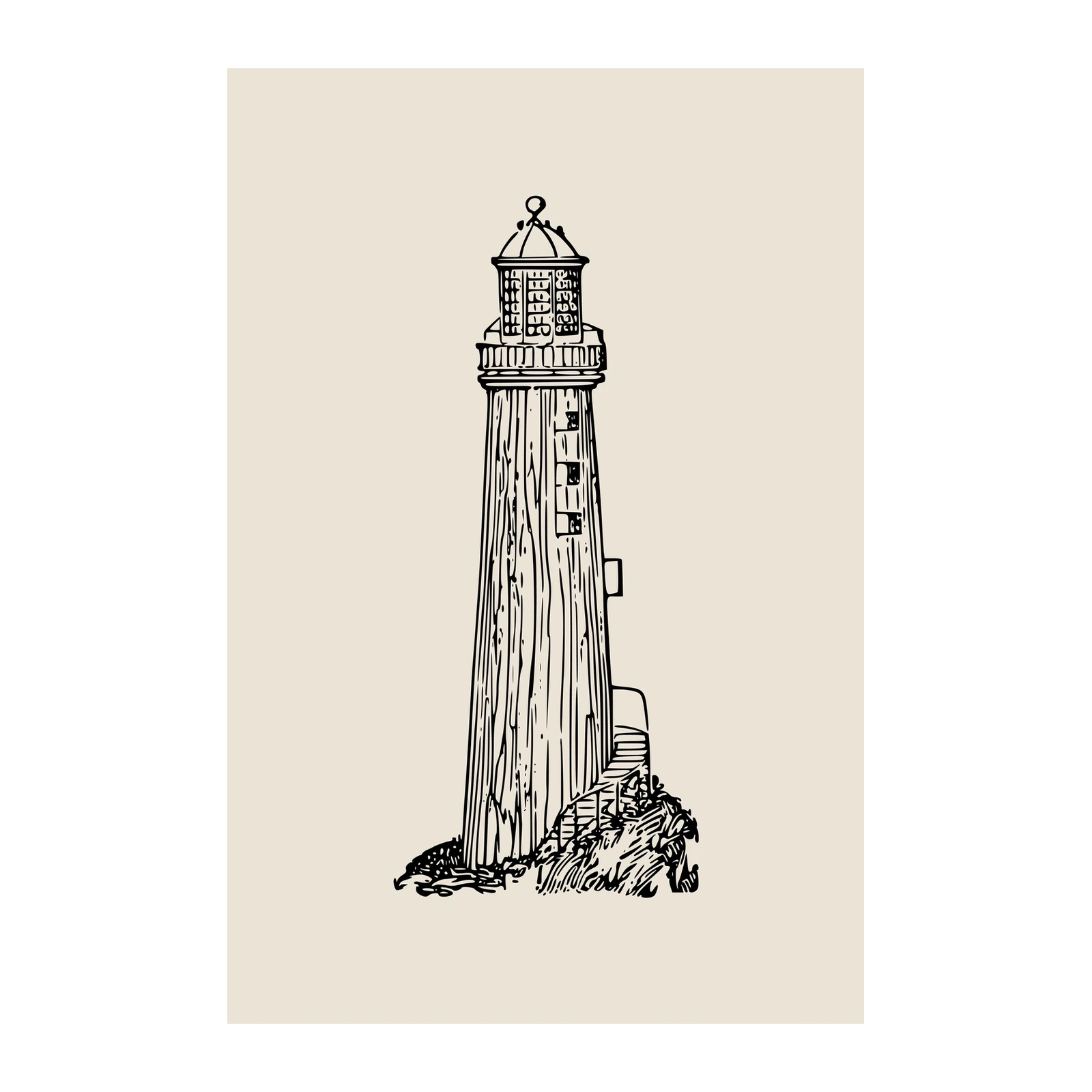 Vintage Lighthouse Sketch Wall Art