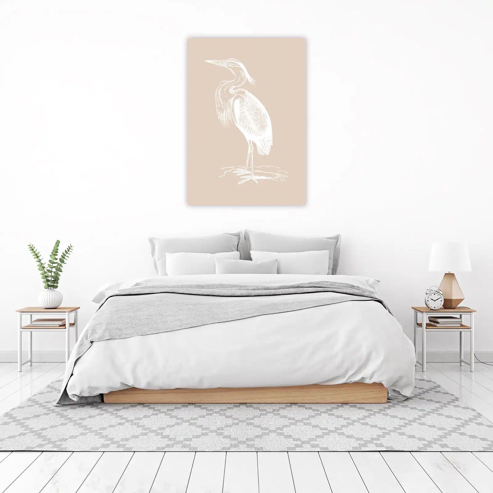 Elegant Heron Vintage Sketch Wall Art