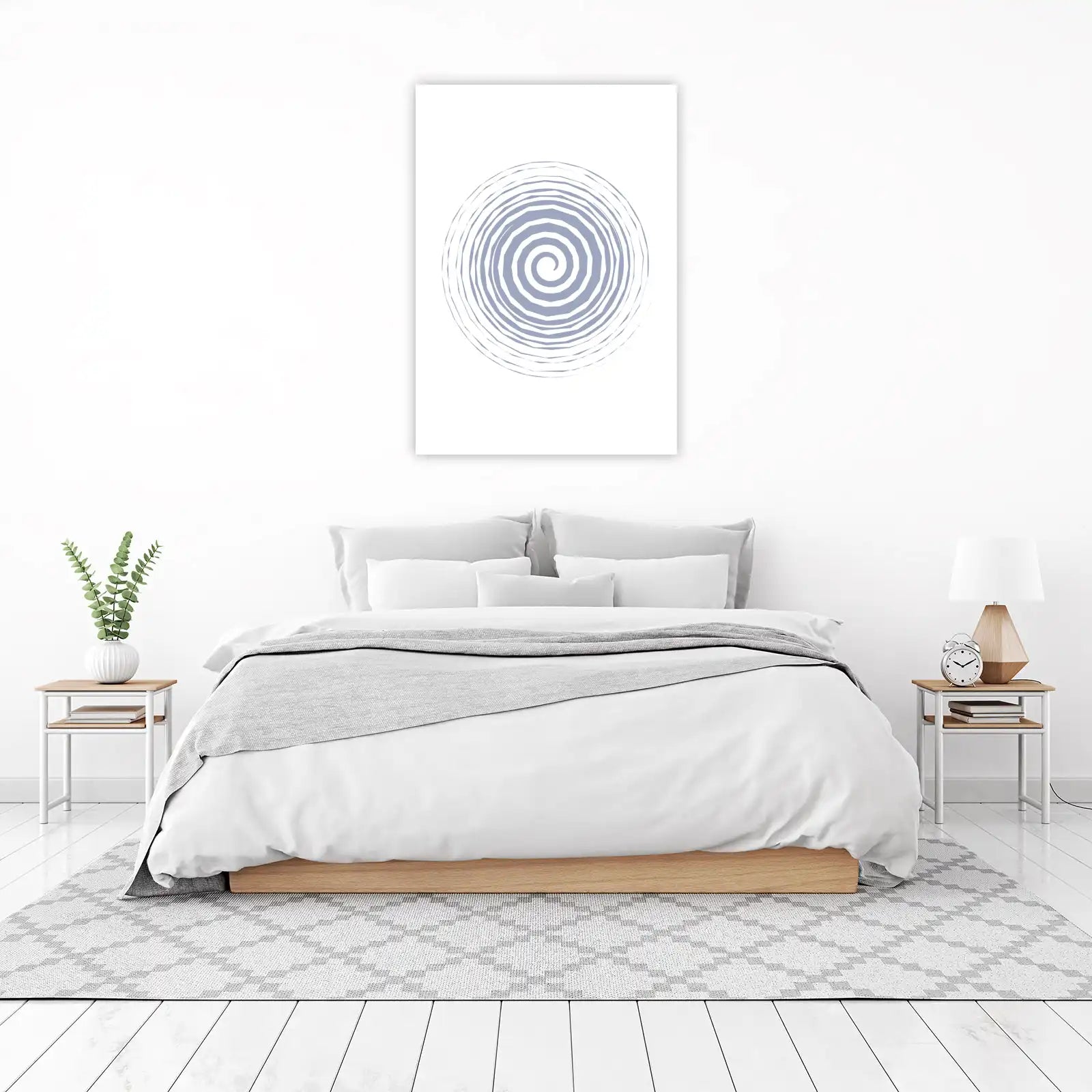 Serene Spiral Abstract Blue & White Wall Art