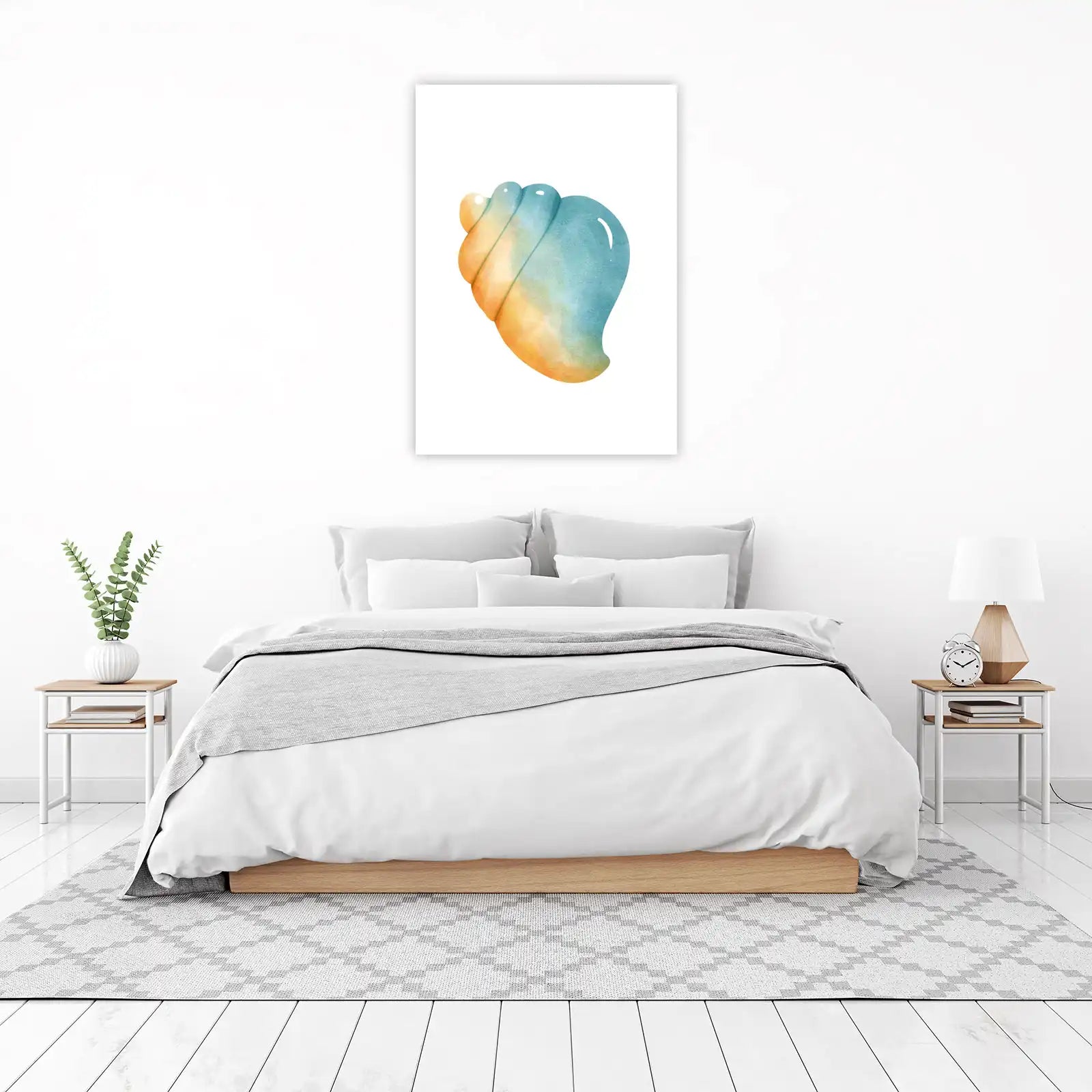 Coastal Seashell Watercolor Beach Art Wall Art