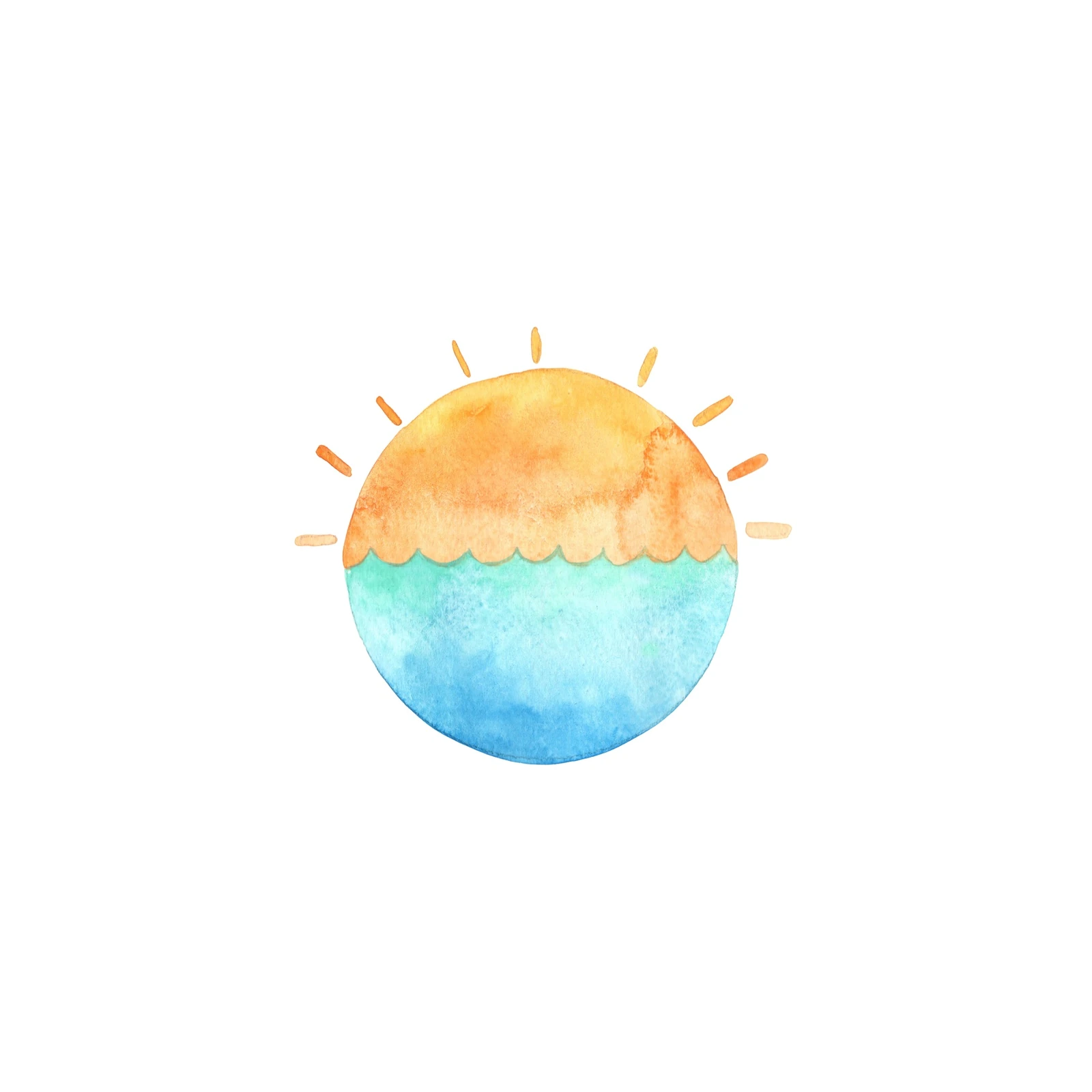 Minimalist Sunset Over Ocean Watercolor Wall Art