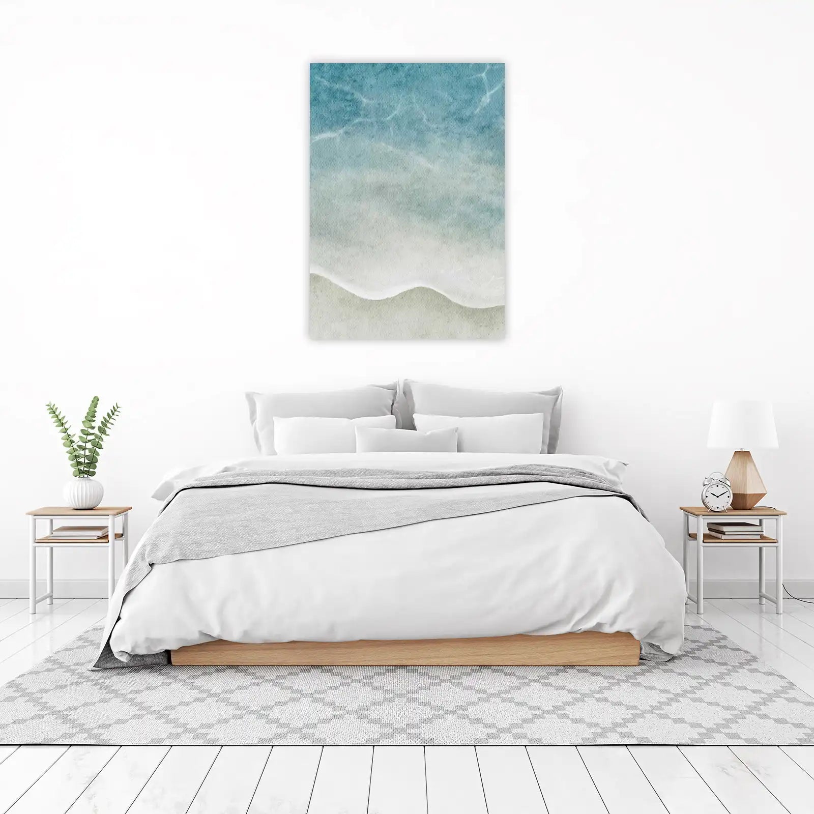 Serene Ocean Waves Watercolor Wall Art