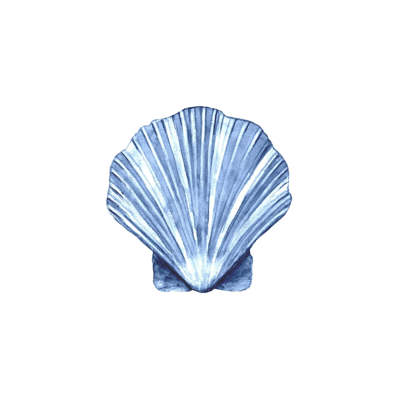 Serene Blue Scallop Seashell Wall Art