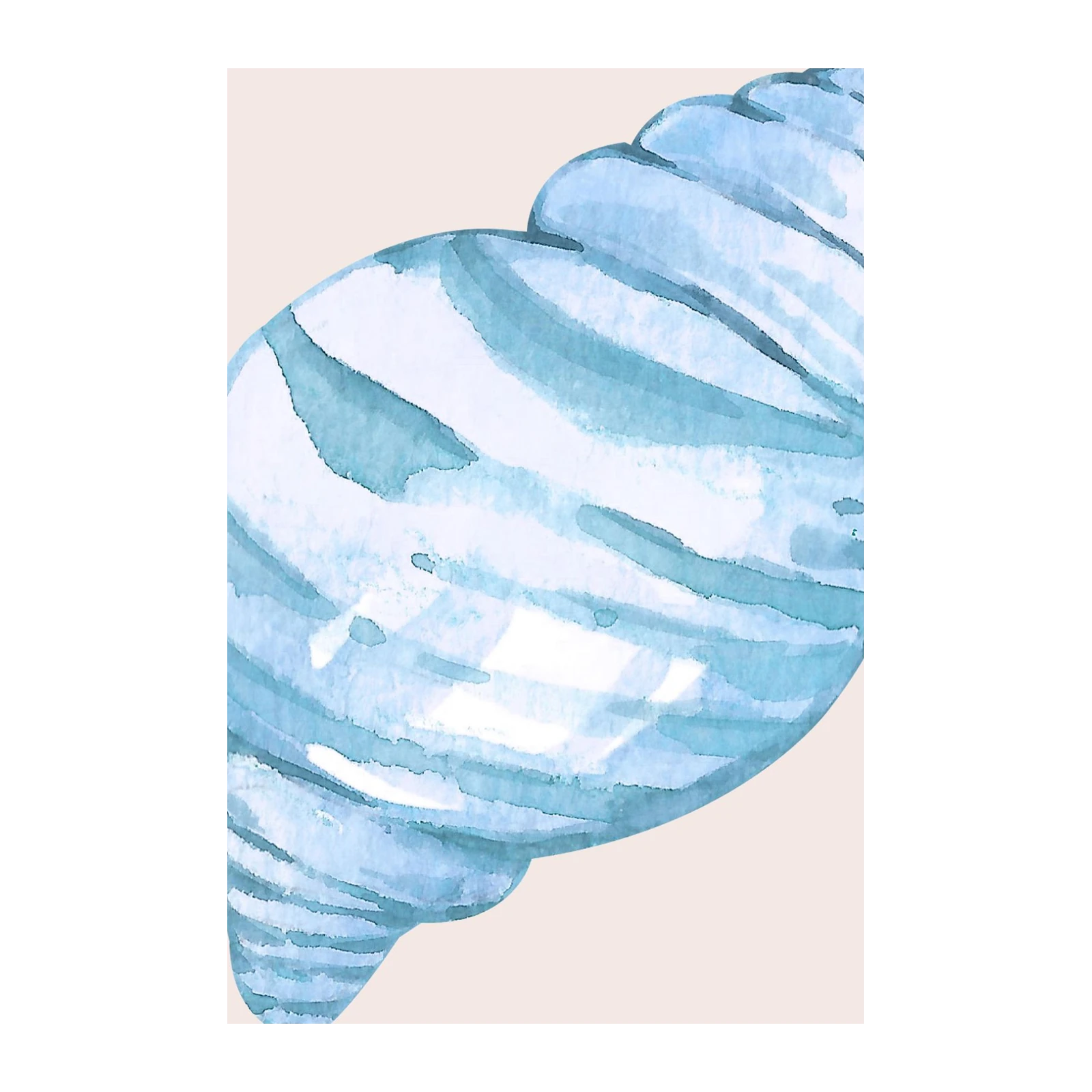 Serene Blue Seashell Watercolor Wall Art