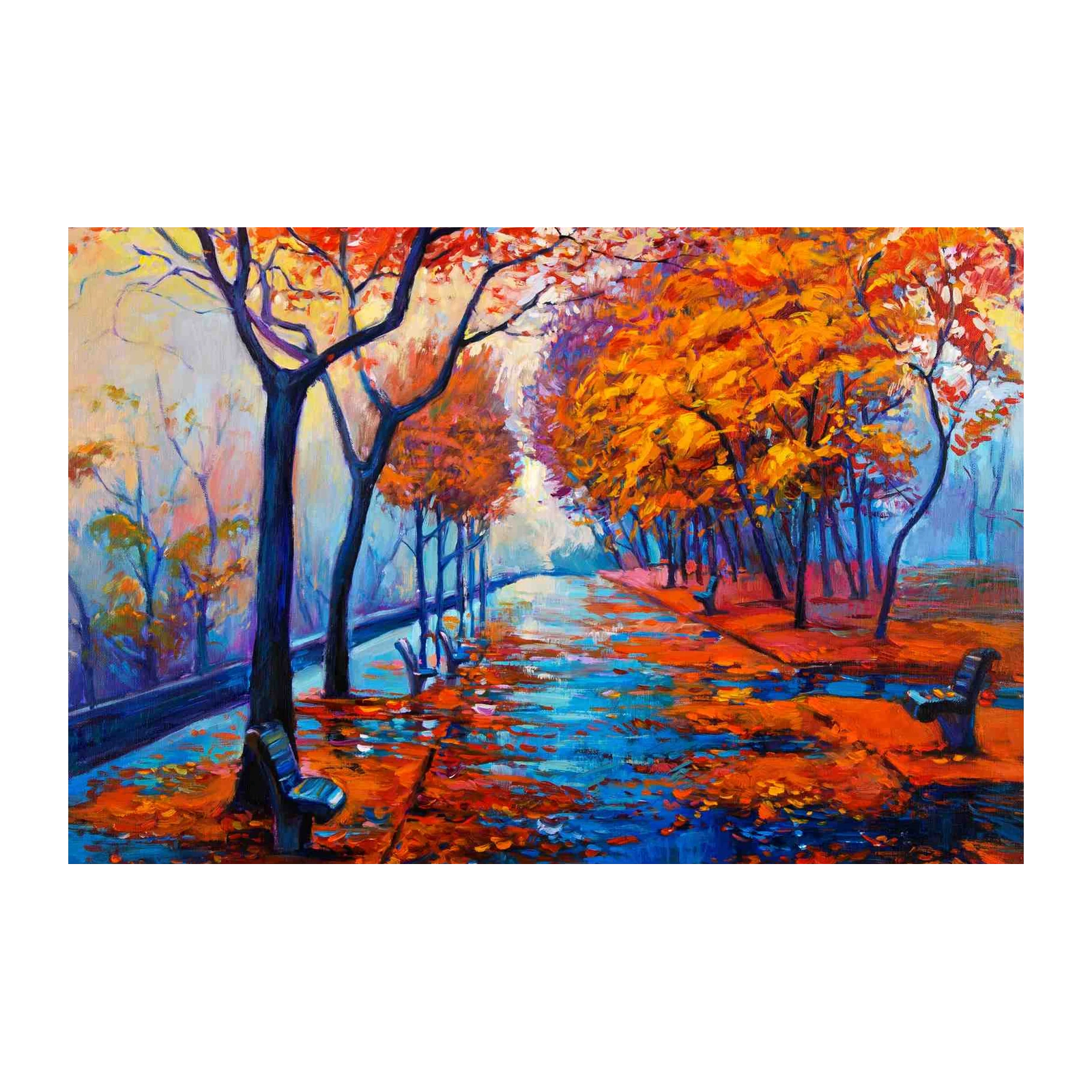 Vibrant Autumn Park Scene Wall Art