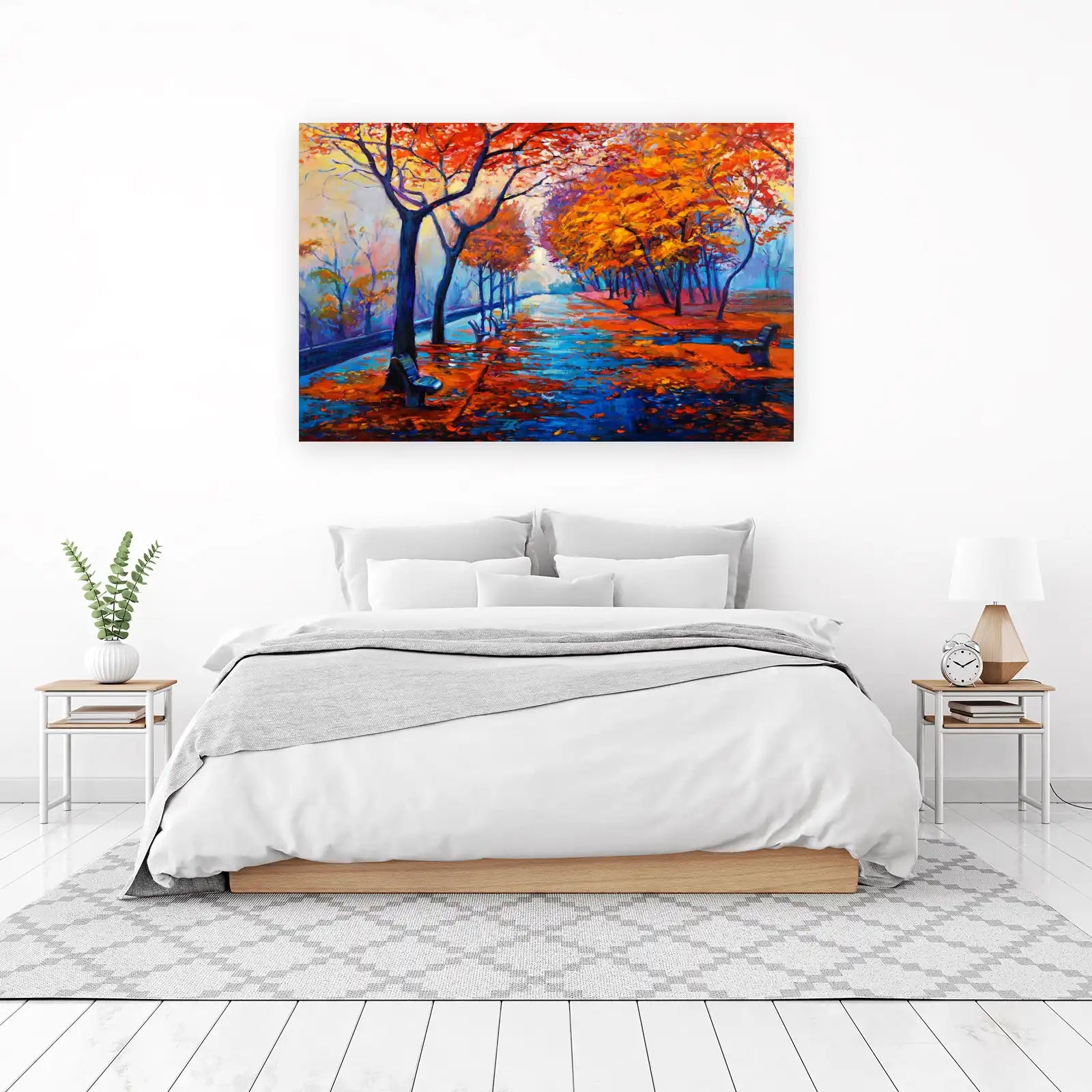 Vibrant Autumn Park Scene Wall Art