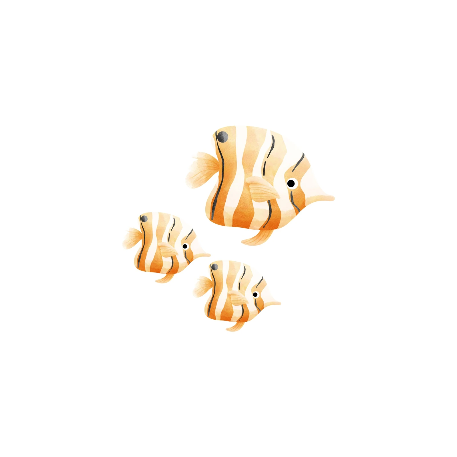 Whimsical Orange Butterflyfish Trio Wall Art