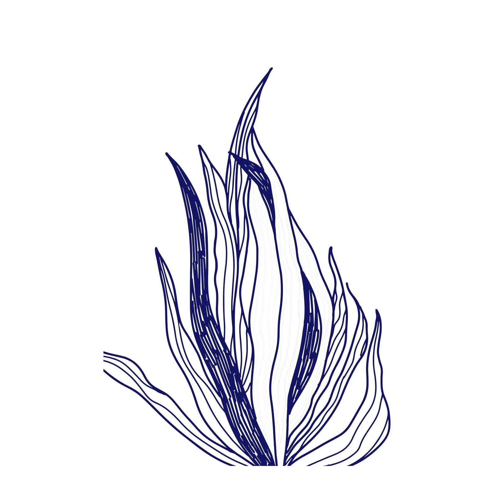 Abstract Botanical Navy Blue Line Art Wall Art
