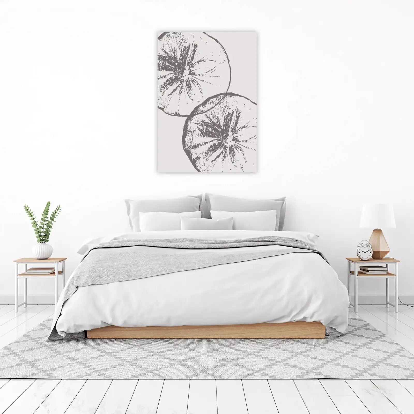 Monochromatic Citrus Slice Wall Art