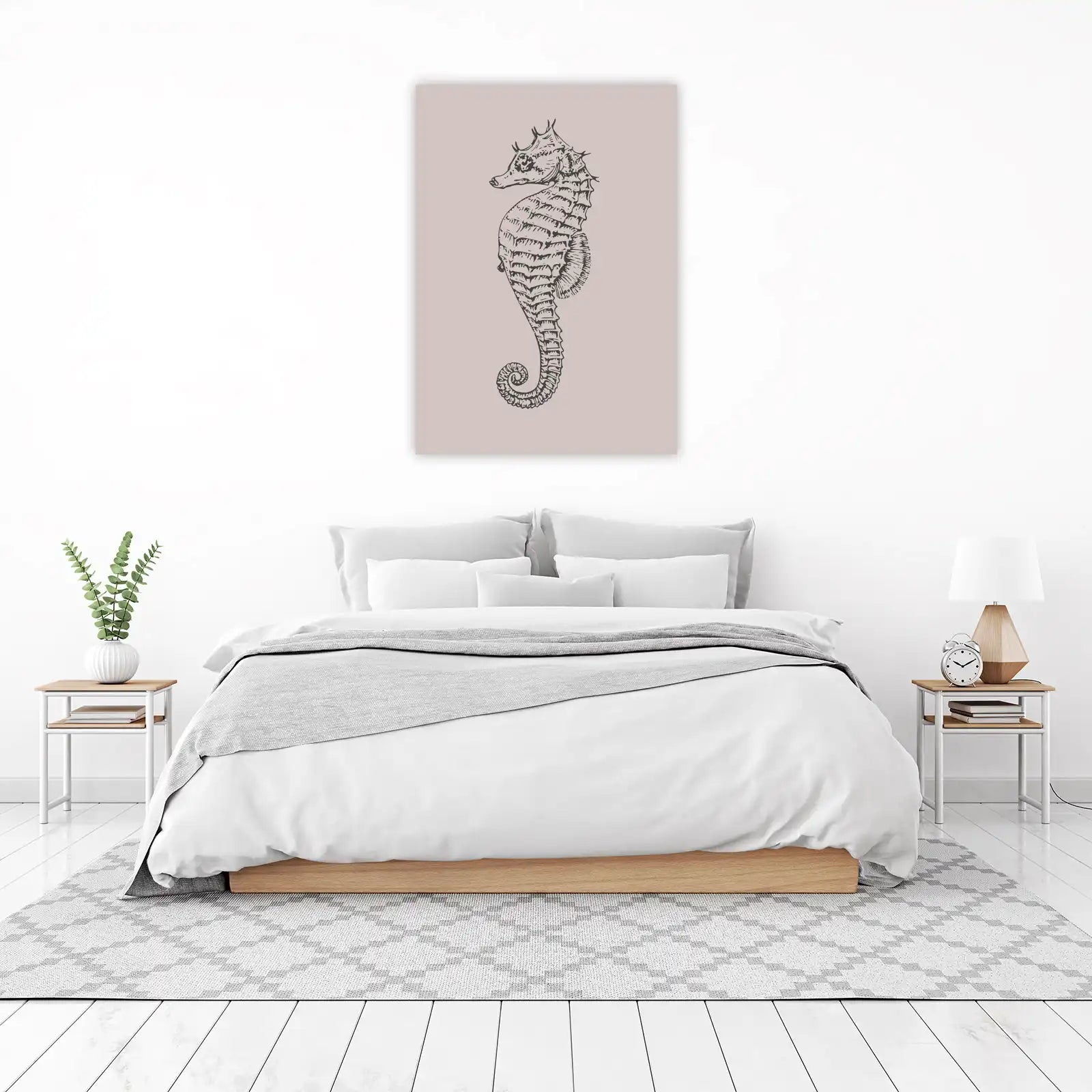 Elegant Seahorse Sketch Wall Art