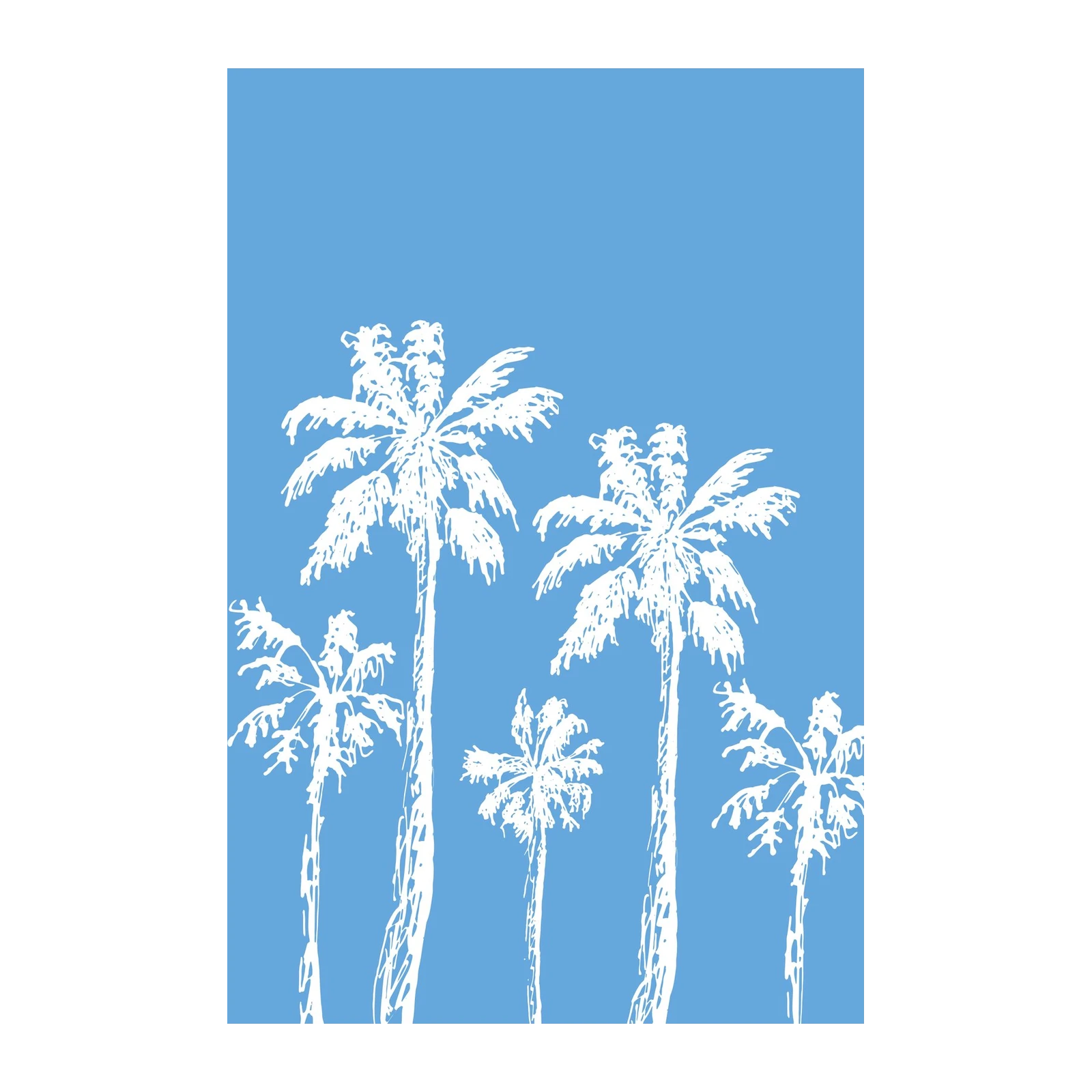 White Palm Trees on Blue Sky Wall Art