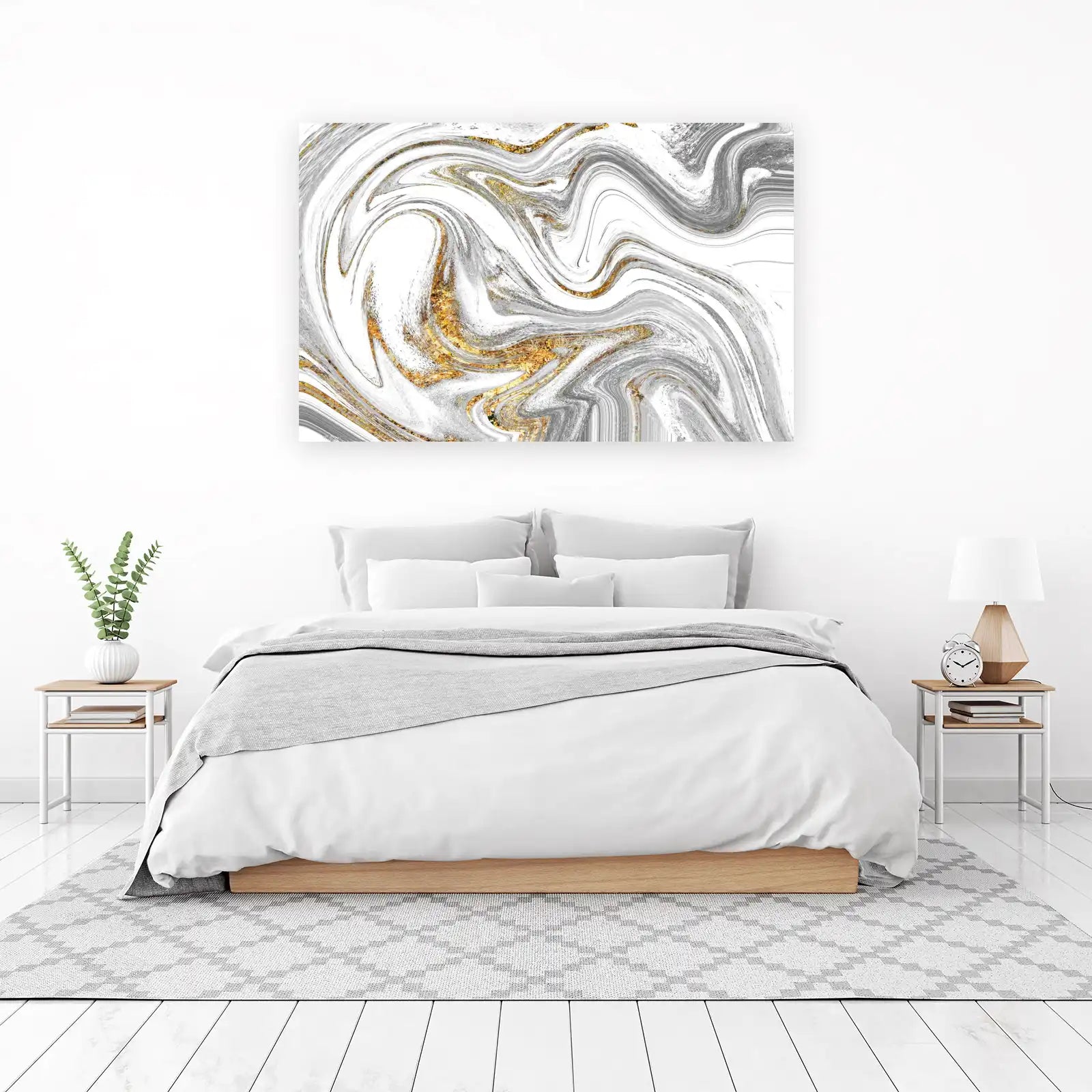 Luxury Gold & Gray Marble Wall Art Art