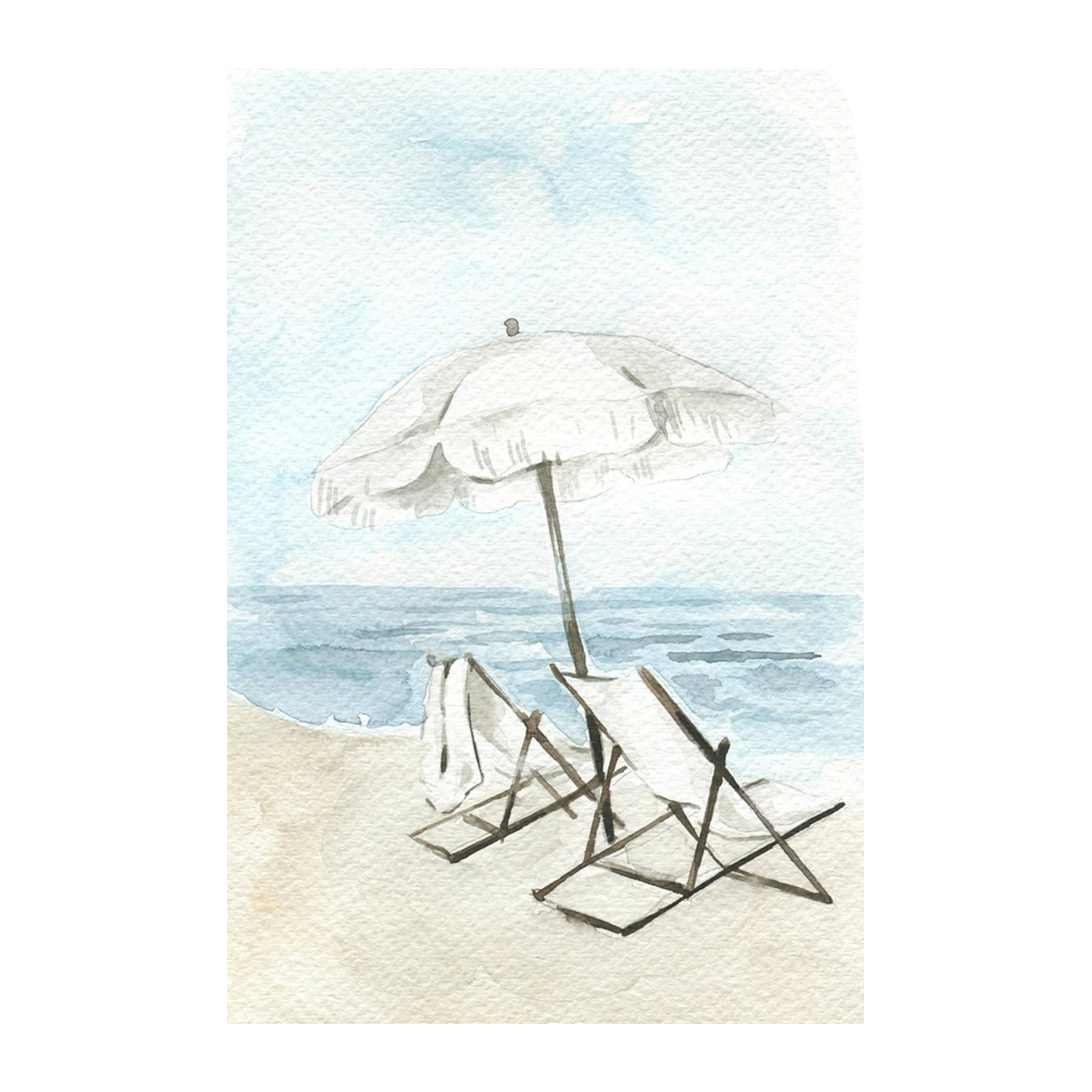Serene Beach Chairs Watercolor Wall Art