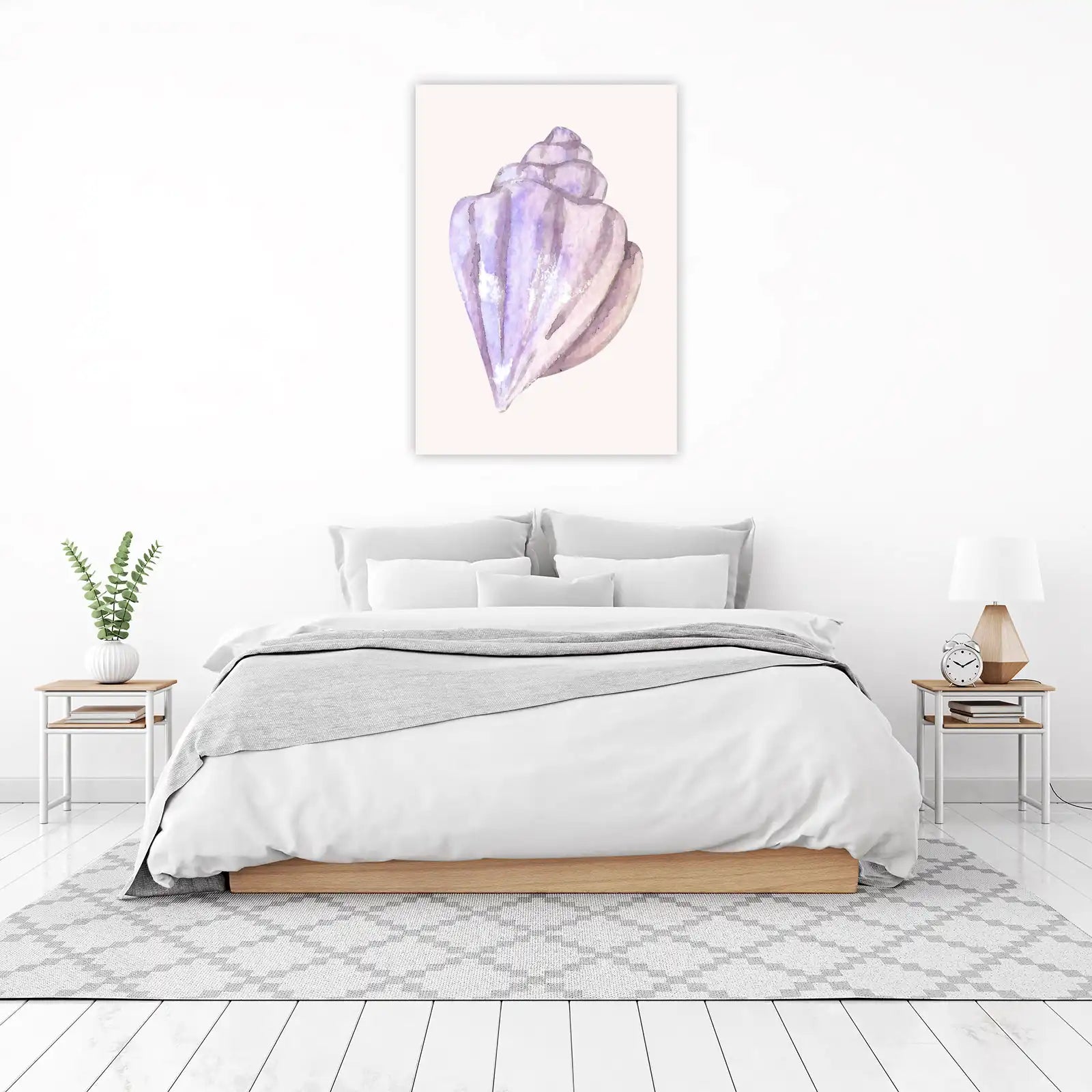 Serene Lavender Seashell Watercolor Wall Art