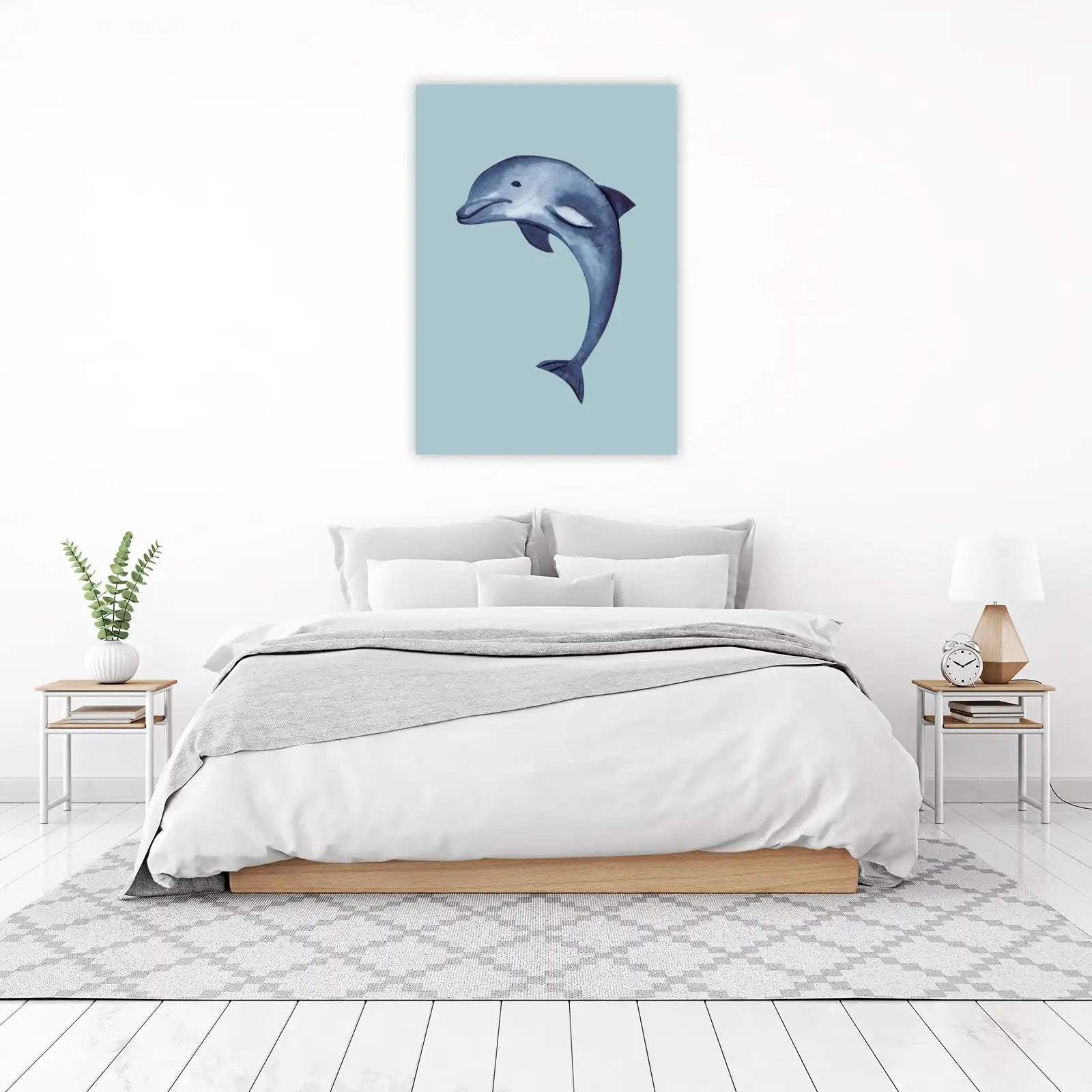 Serene Dolphin Watercolor Wall Art Wall Art