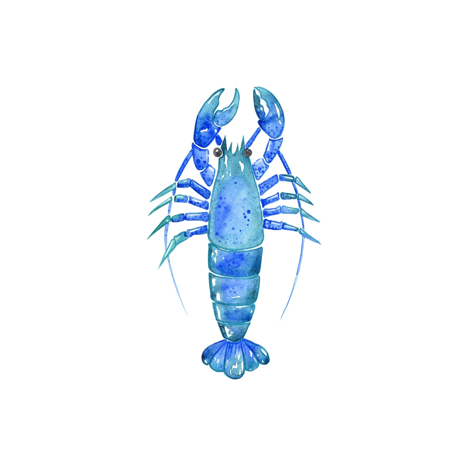 Vibrant Blue Lobster Watercolor Wall Art