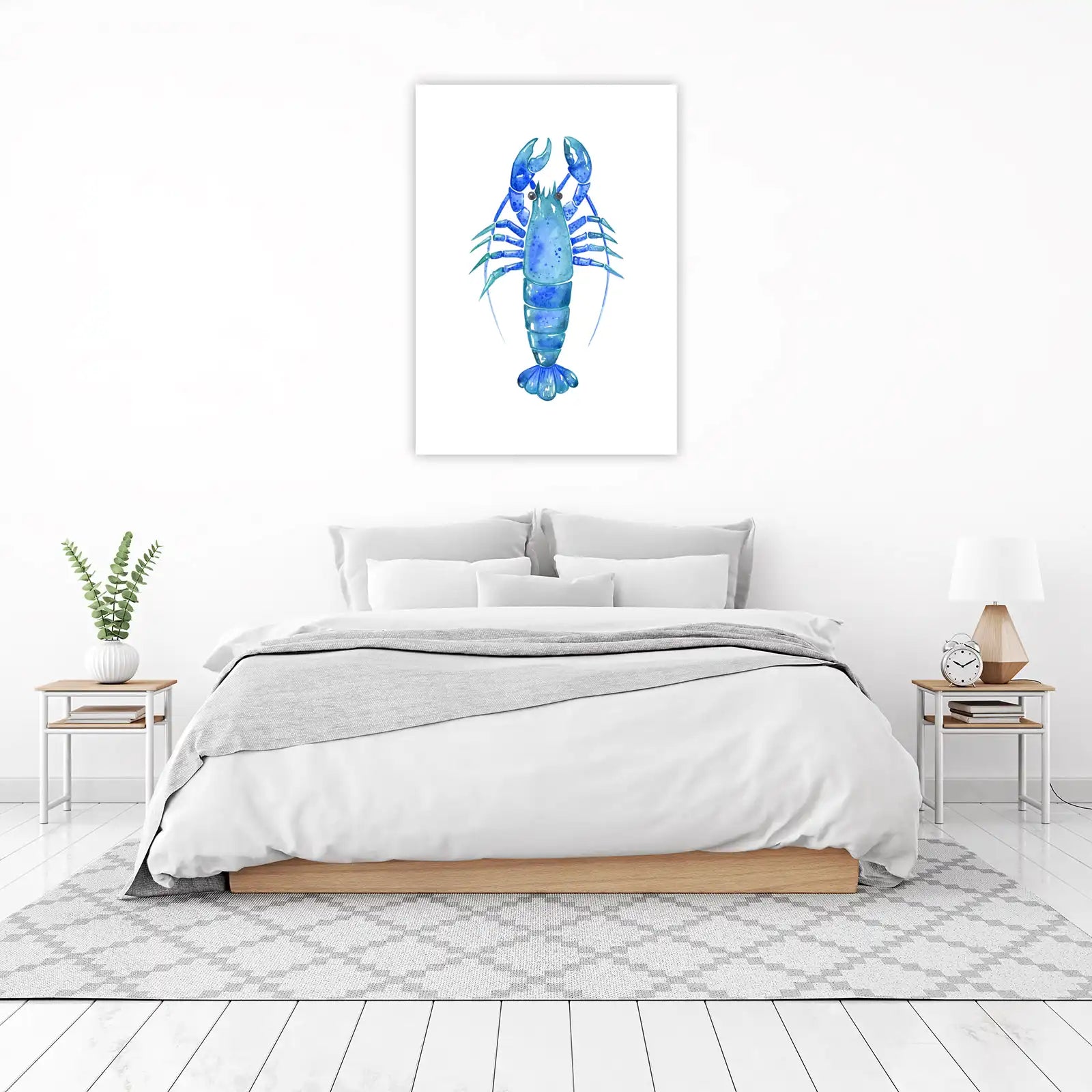 Vibrant Blue Lobster Watercolor Wall Art