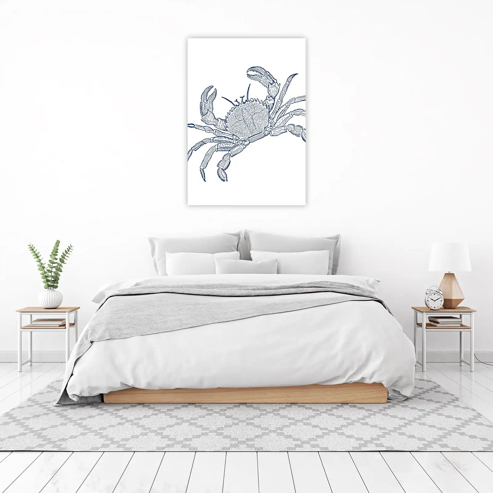 Elegant Blue Crab Nautical Art Wall Art