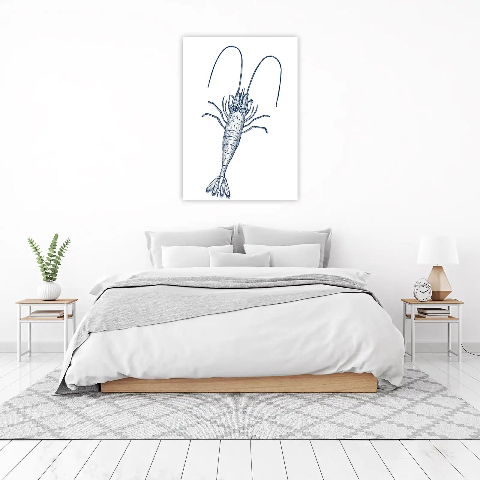 Vintage Shrimp Nautical Illustration Wall Art