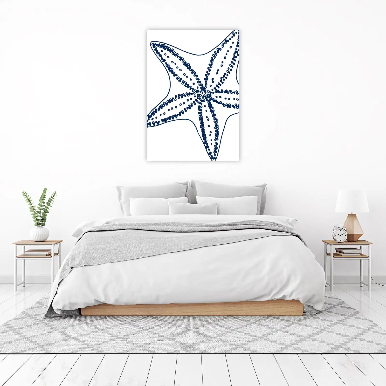 Navy Starfish Coastal Art Wall Art