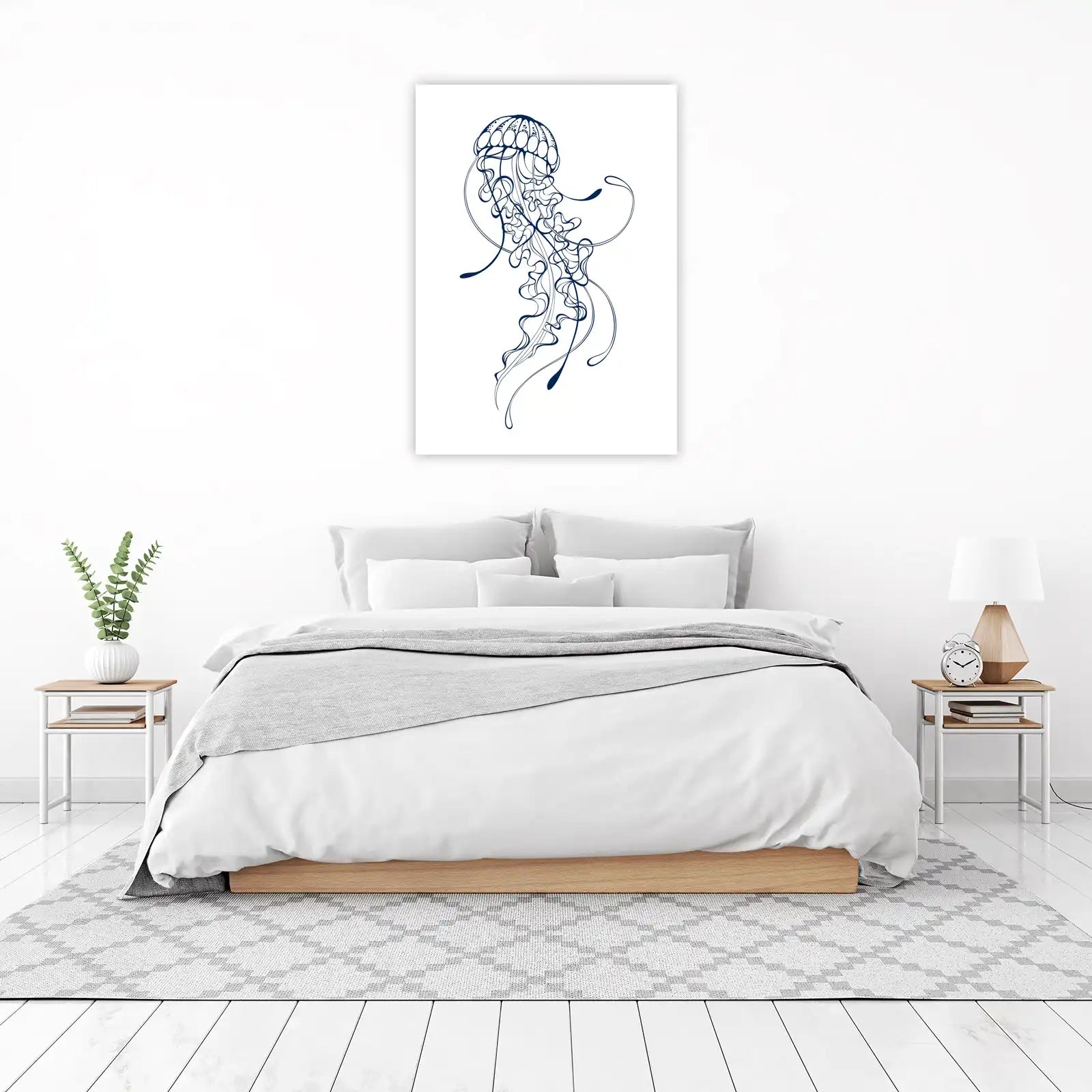 Elegant Navy Jellyfish Wall Art Wall Art