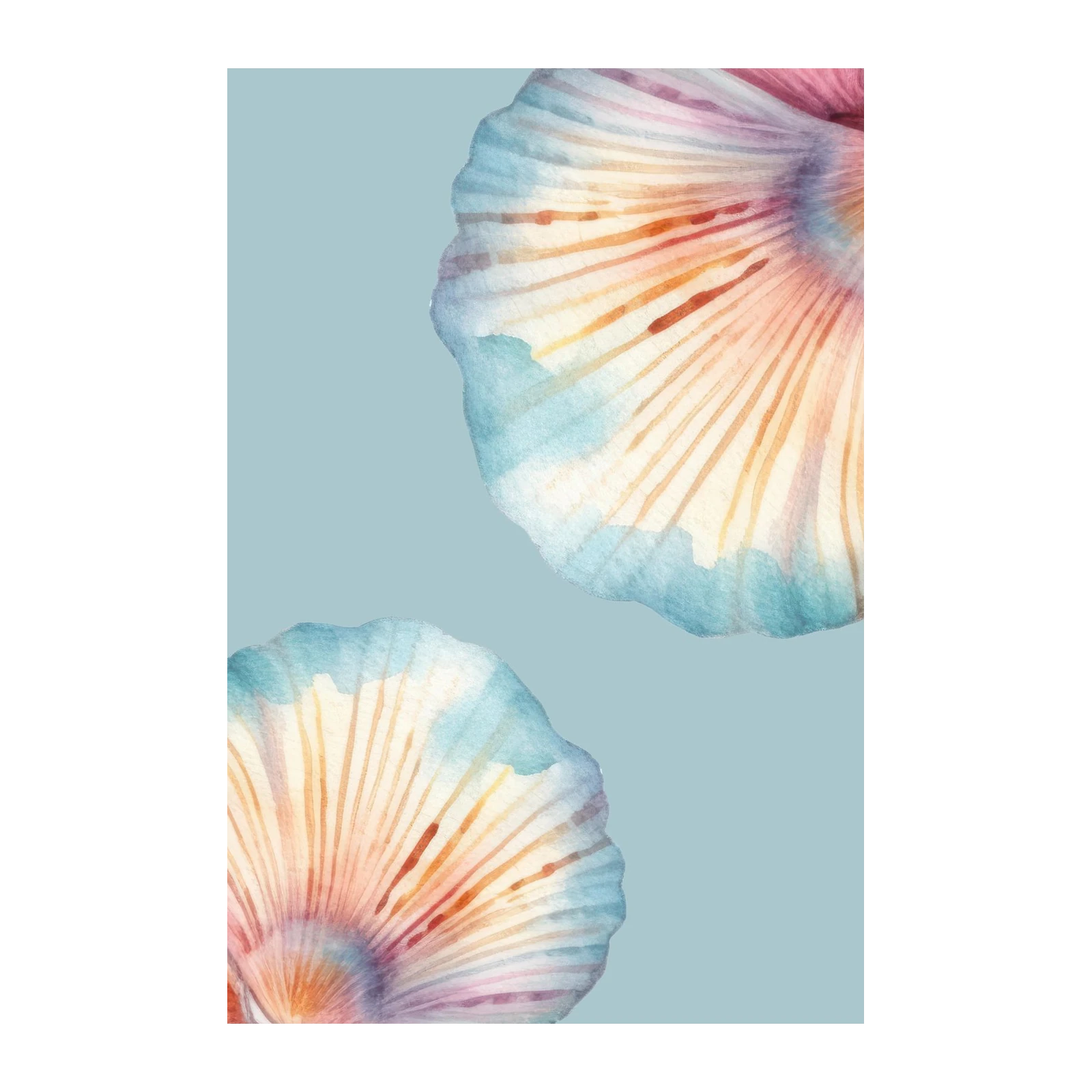 Coastal Scallop Seashell Watercolor Wall Art