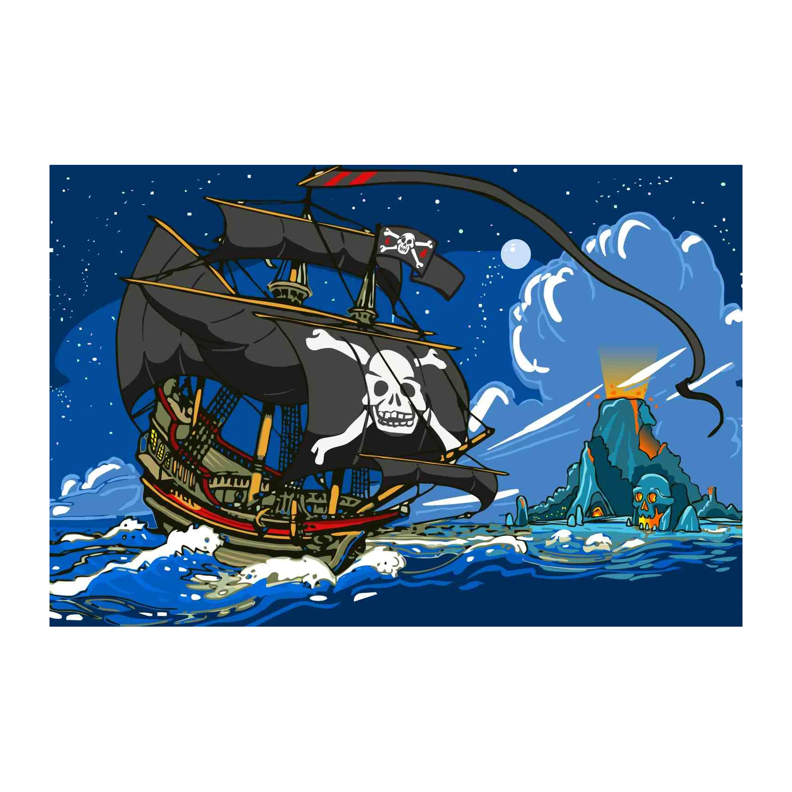 Pirate Ship Adventure Skull Island Wall Art