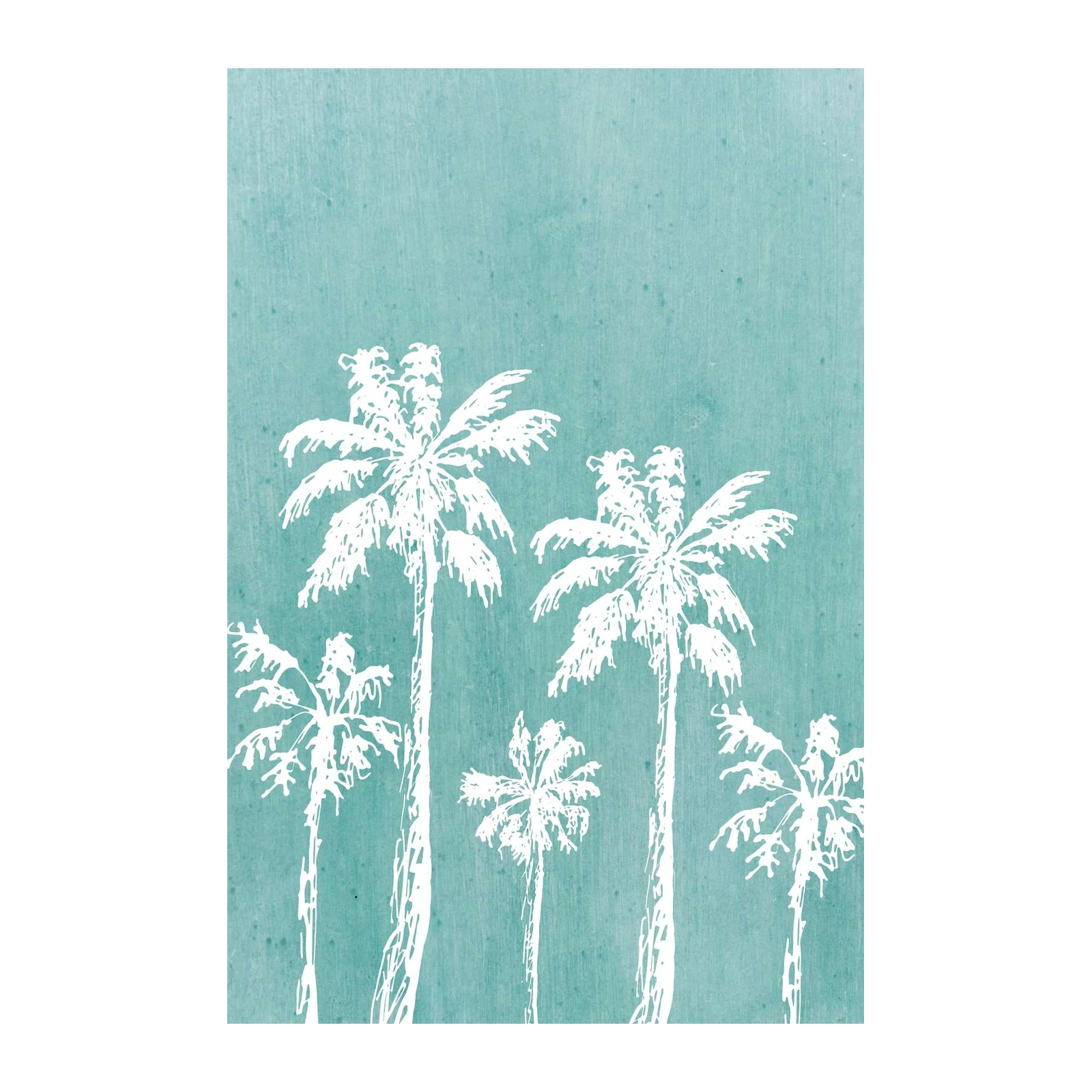 Coastal Palm Grove White Line Art Wall Art