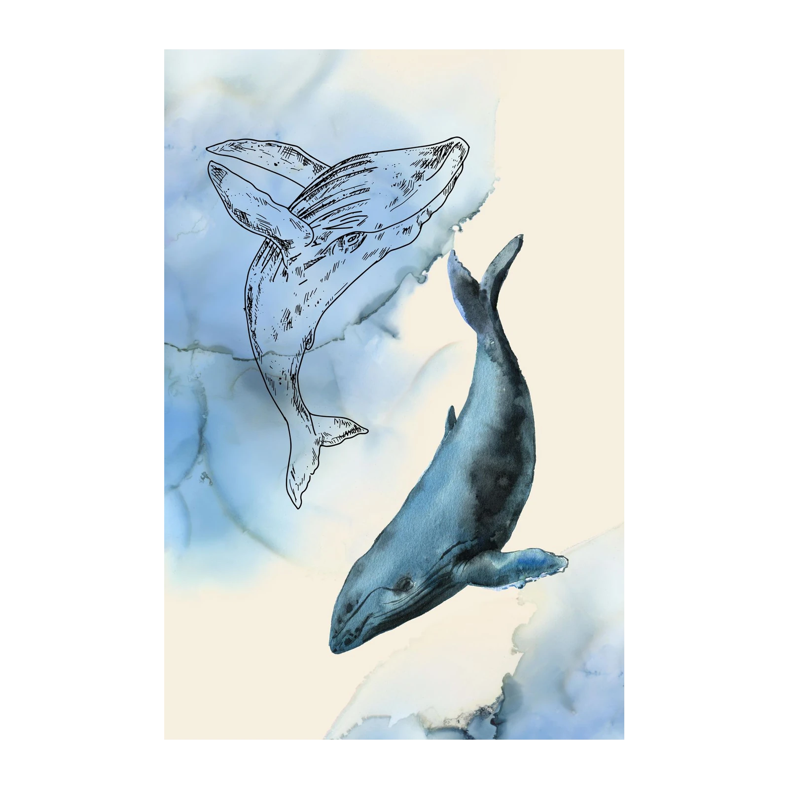 Majestic Whale Duo Serene Ocean Wall Art