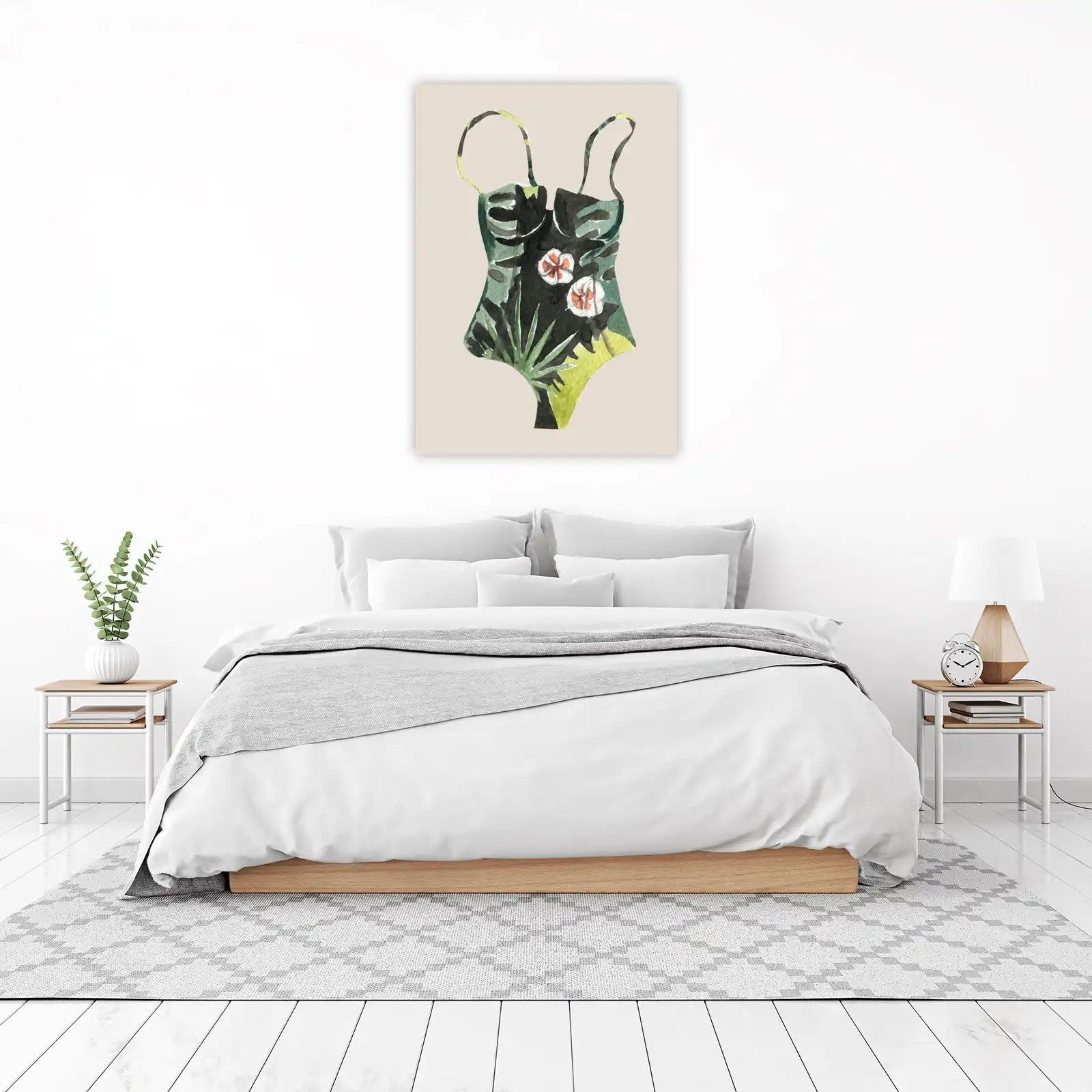 Tropical Botanical Swimsuit Watercolor Wall Art