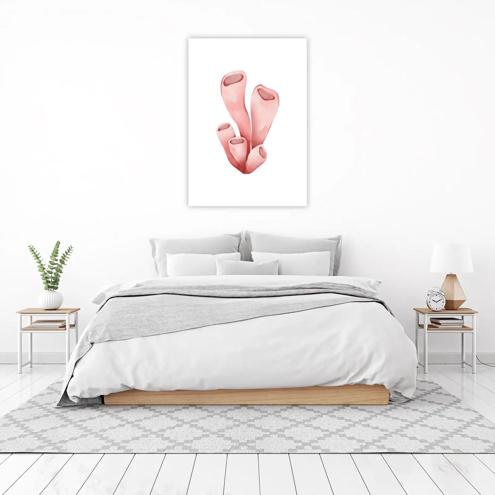 Coral Bloom Watercolor Wall Art