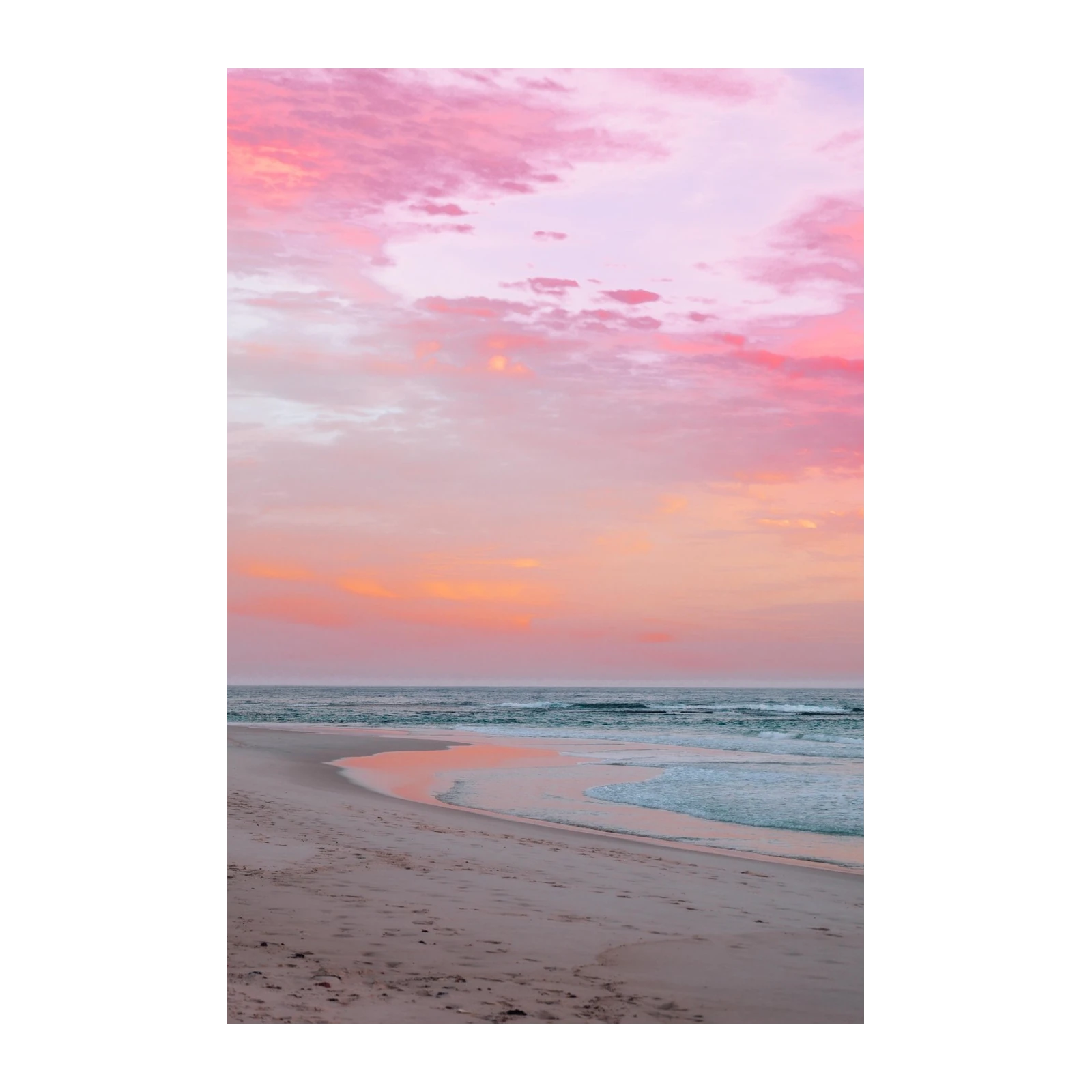 Serene Pink Sunset Beach Wall Art