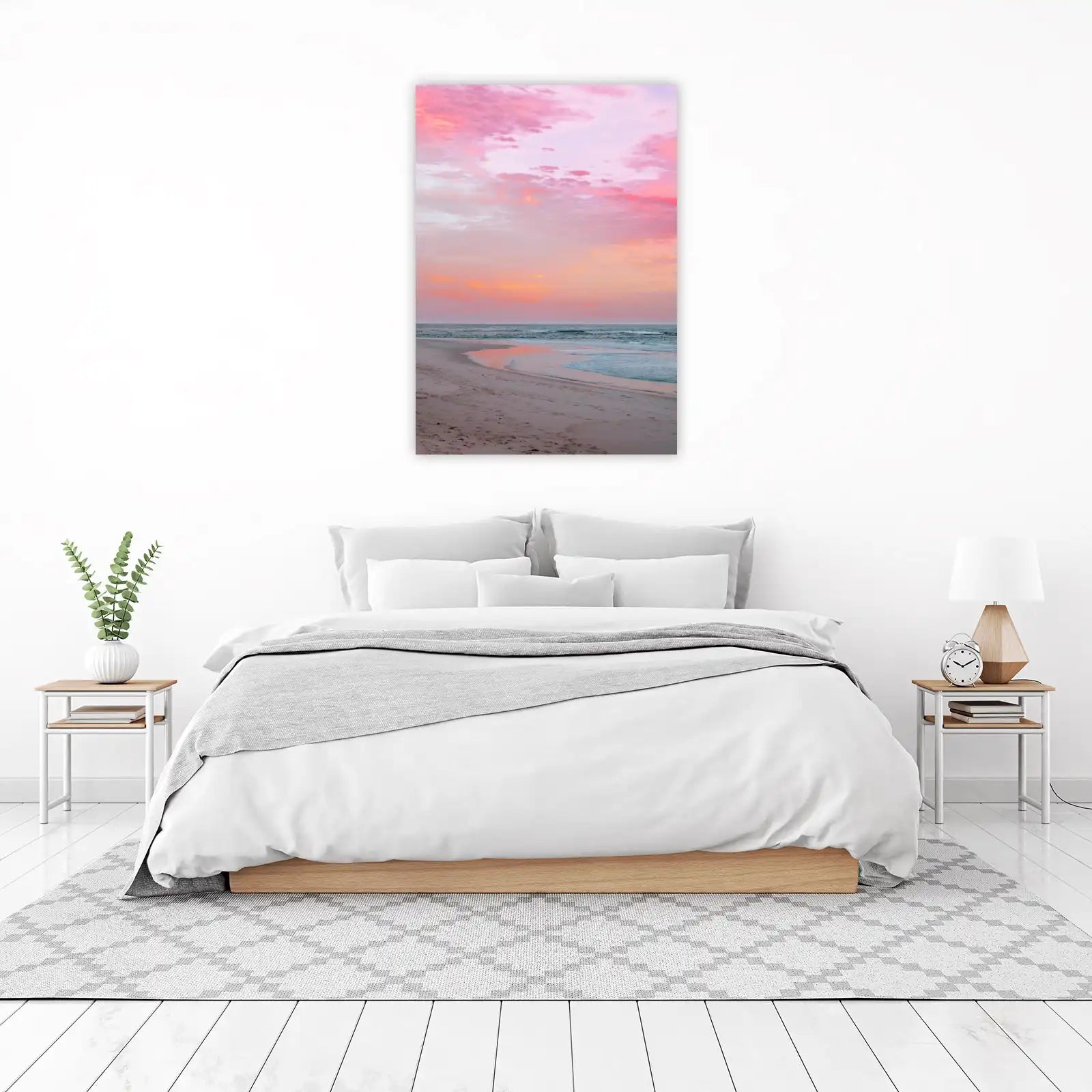 Serene Pink Sunset Beach Wall Art