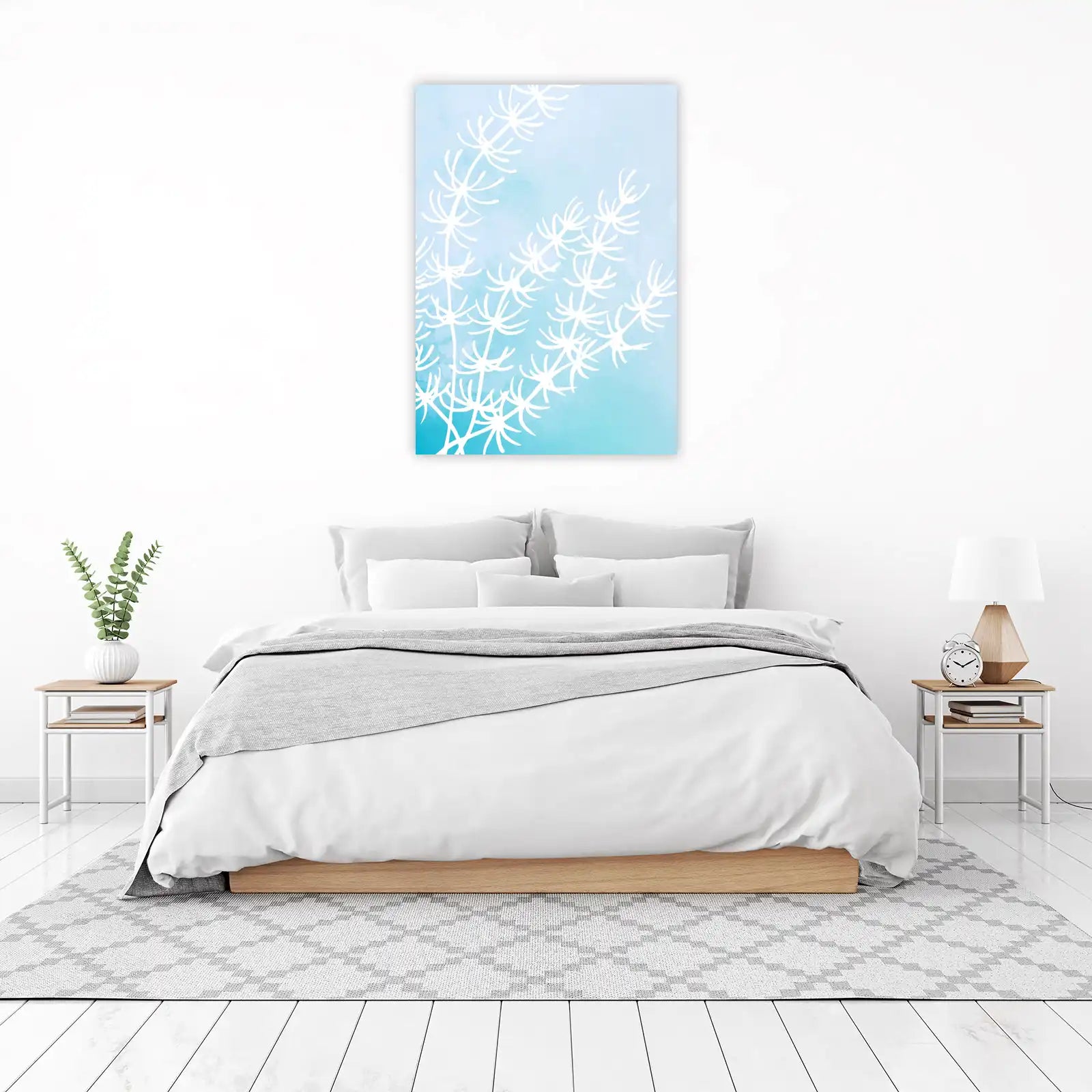 Serene Blue Botanical Branch Wall Art
