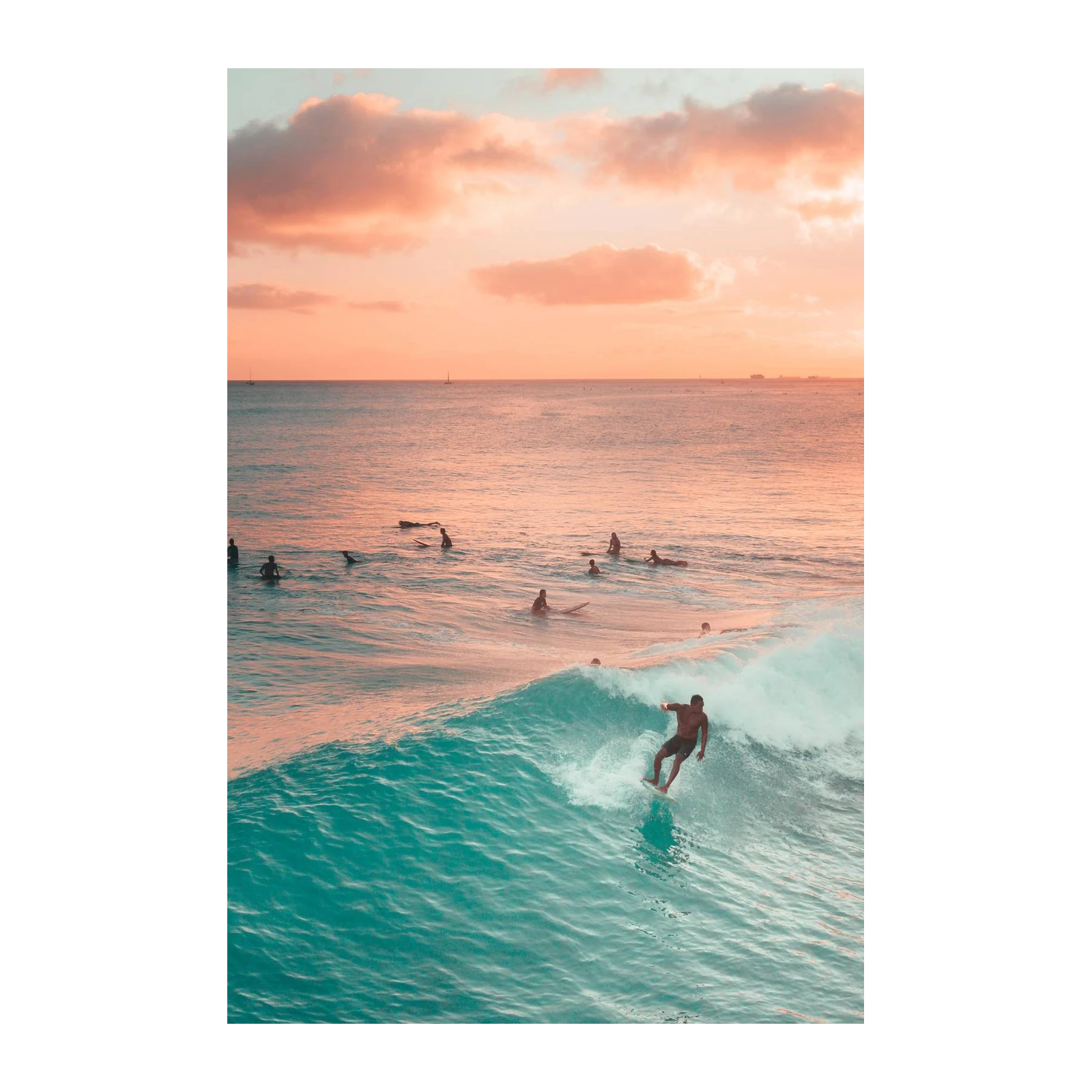 Surfing Sunset Ocean Wall Art