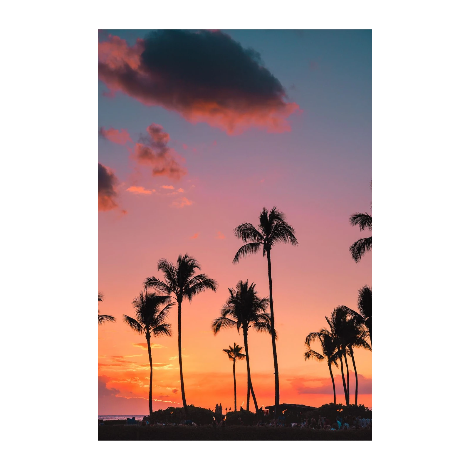Tropical Sunset Palm Trees Wall Art