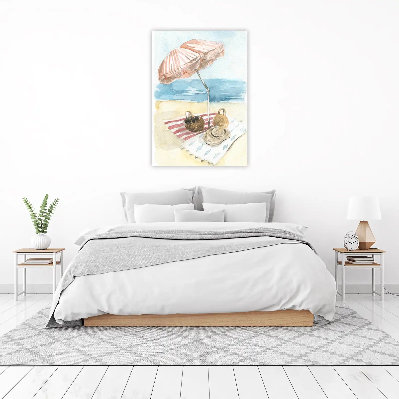 Coastal Beach Day Watercolor Wall Art
