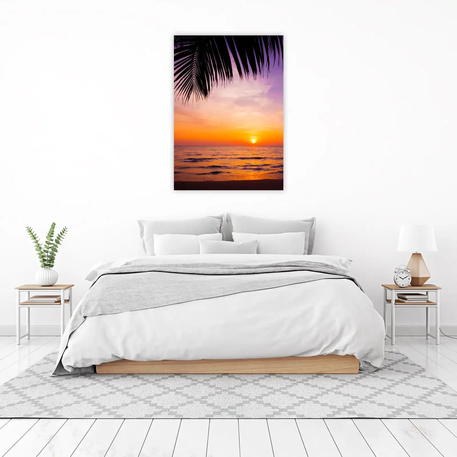 Tropical Sunset Palm Leaves Wall Art