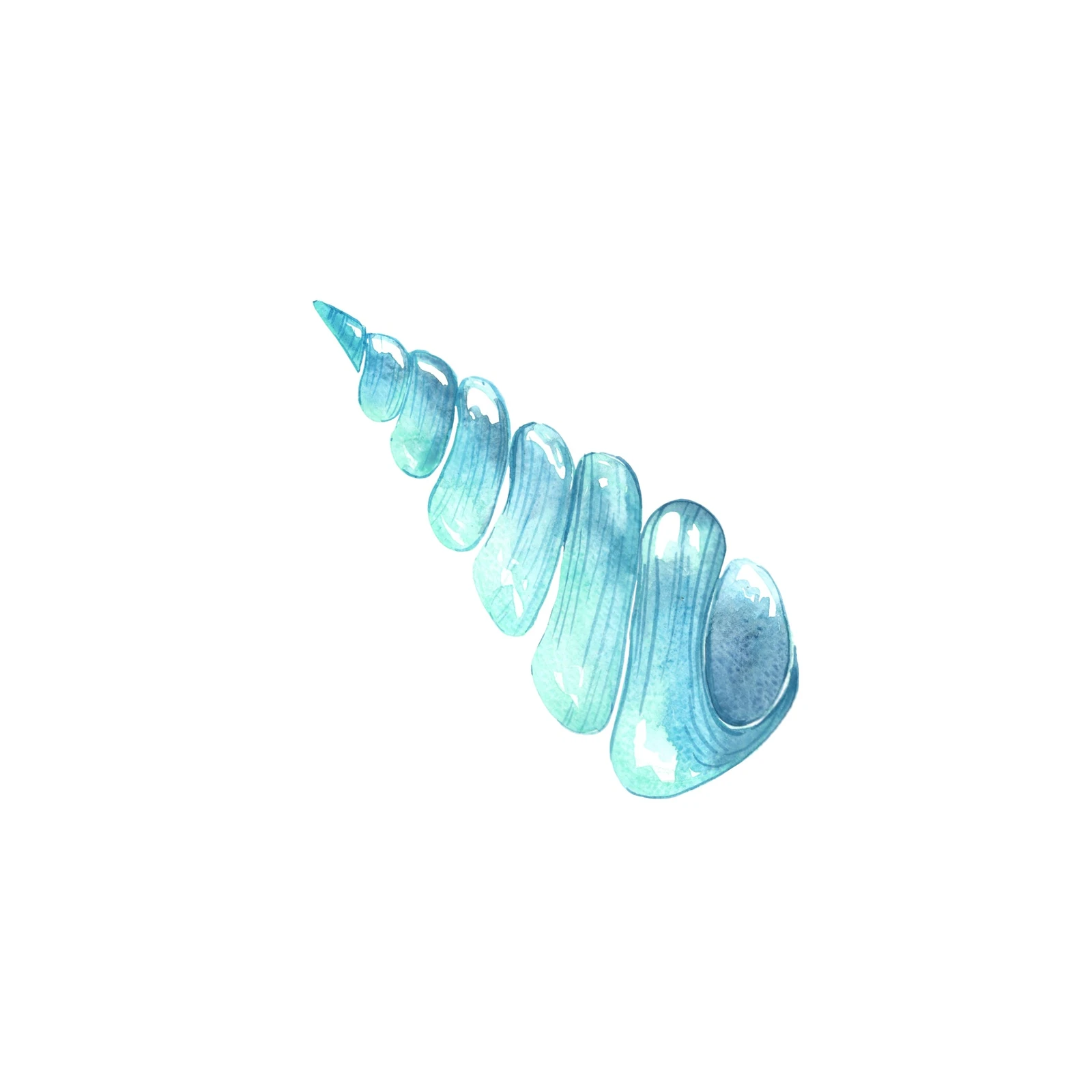 Turquoise Spiral Seashell Watercolor Wall Art