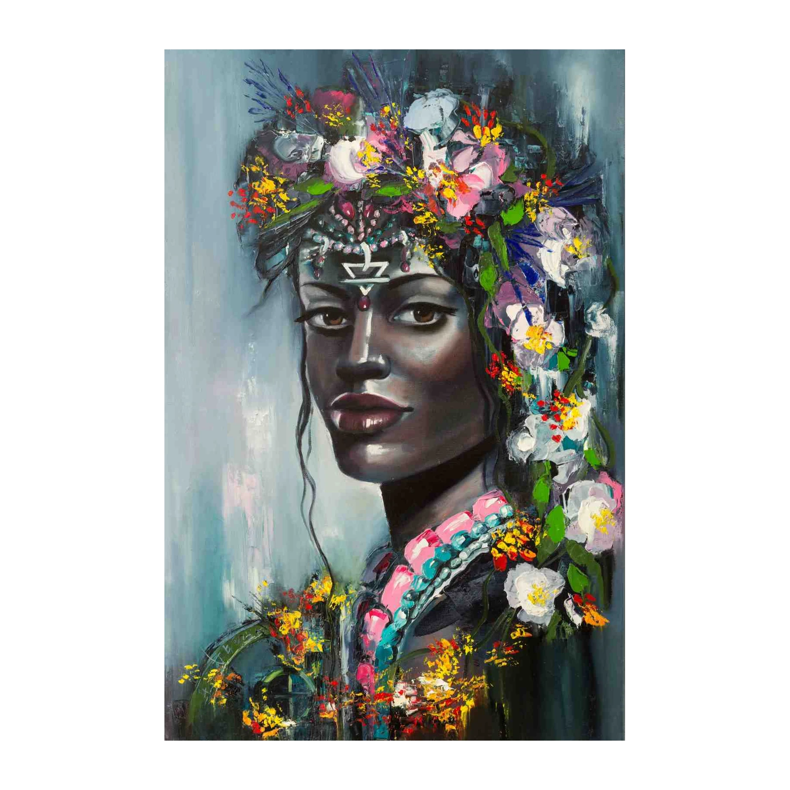 Bohemian Floral Portrait Oil Painting Wall Art
