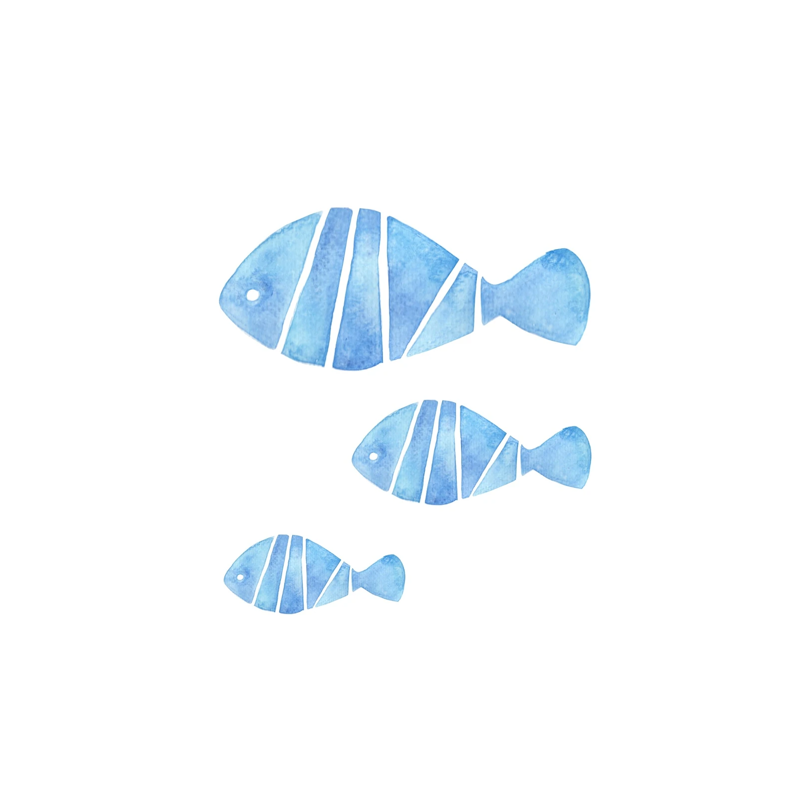 Serene Blue Fish School Wall Art