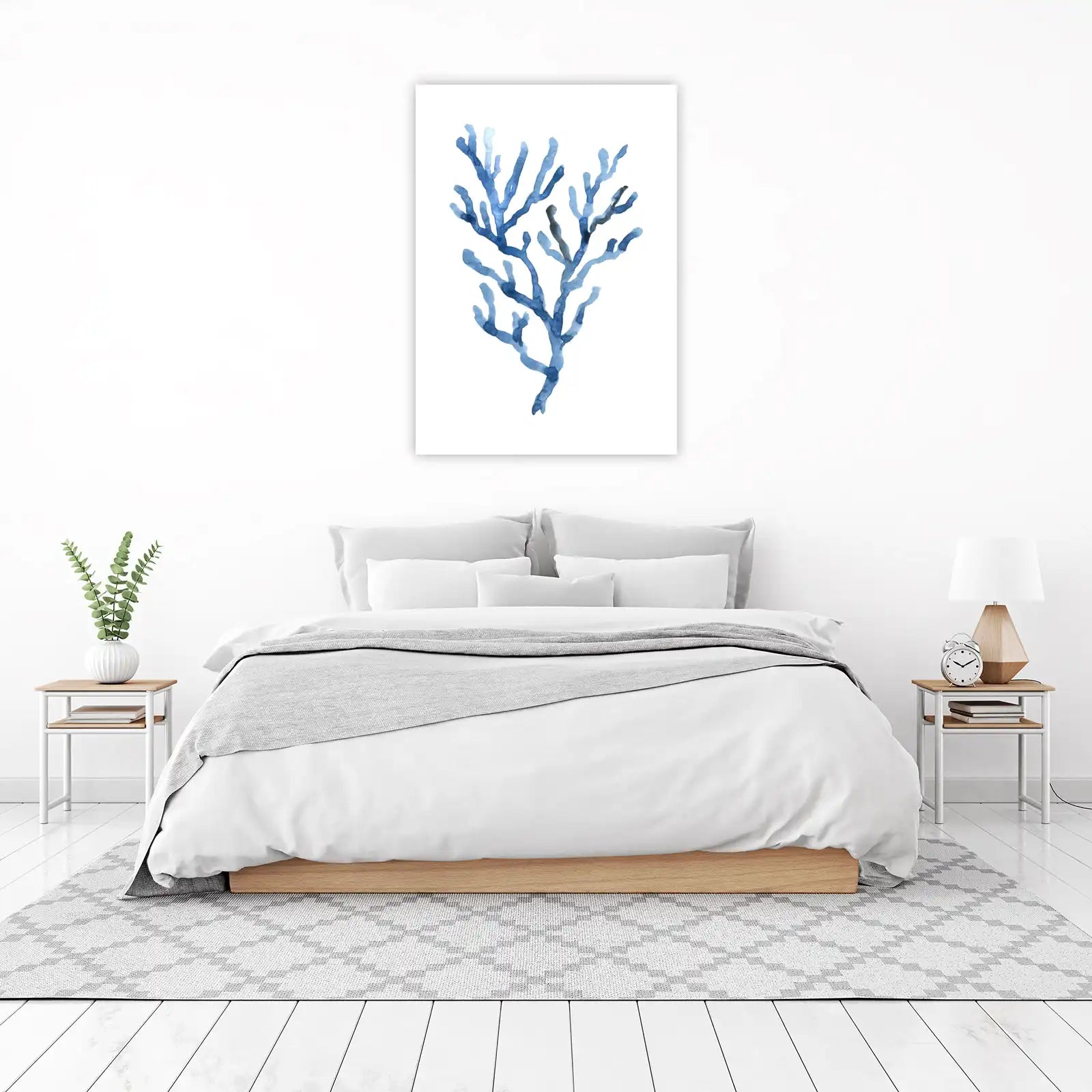 Serene Blue Coral Watercolor Wall Art